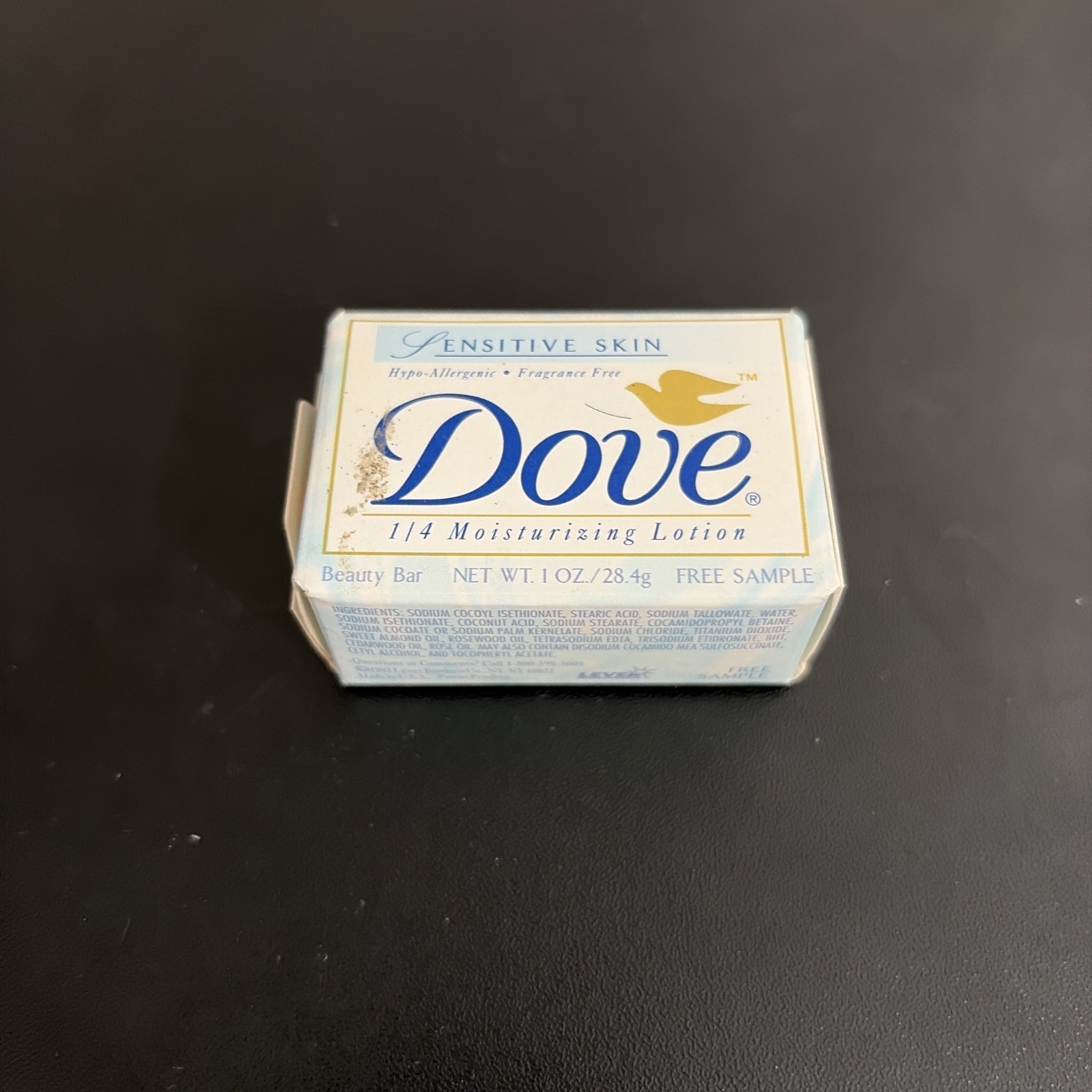 1997 Dove Sensitive Skin 1 Oz SAMPLE SIZE Soap Bar T2 Vintage