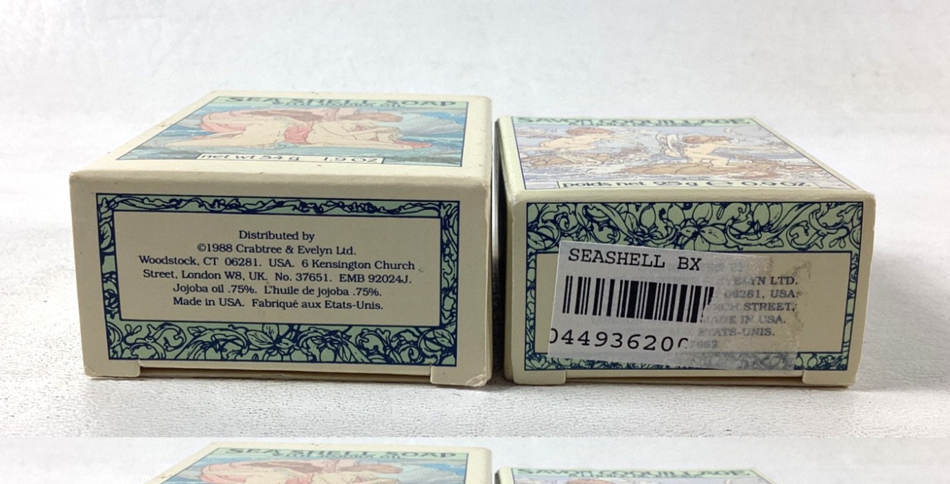 Vintage Crab Tree & Evelyn Sea Shell Jojoba Oil Soap 1.9 oz & 0.9 oz Lot of 2