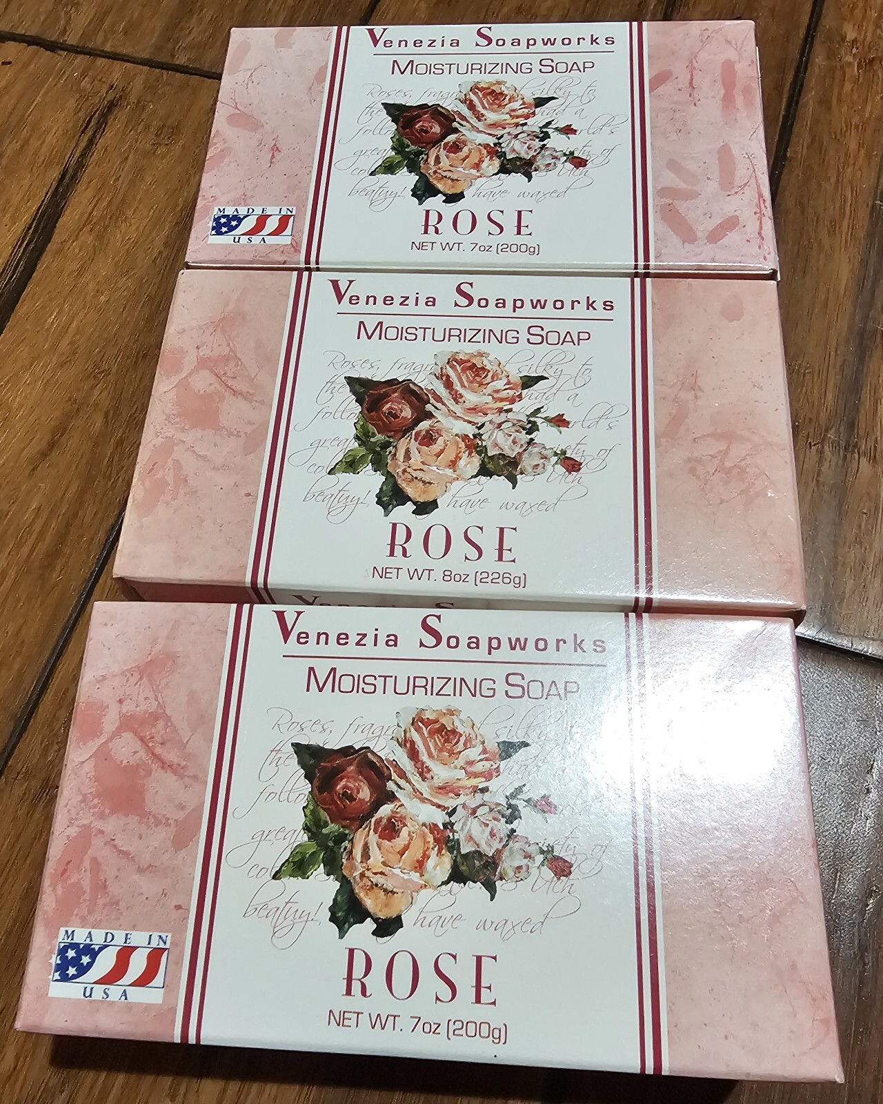 Venezia Soapworks Rose Moisturizing Soap 7oz Each Bar Lot Of 3
