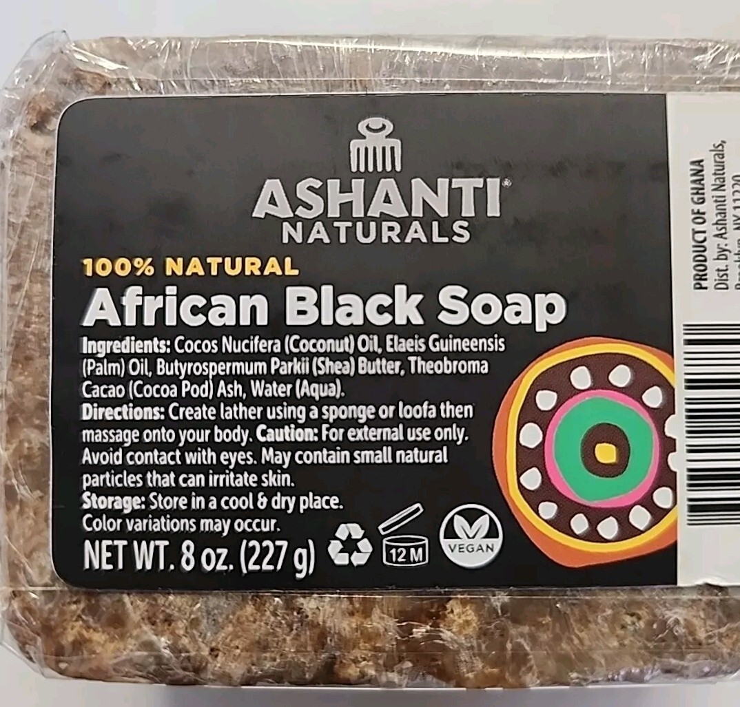 Ashanti Naturals African Black Soap Bar – 8 oz 100% Natural Vegan