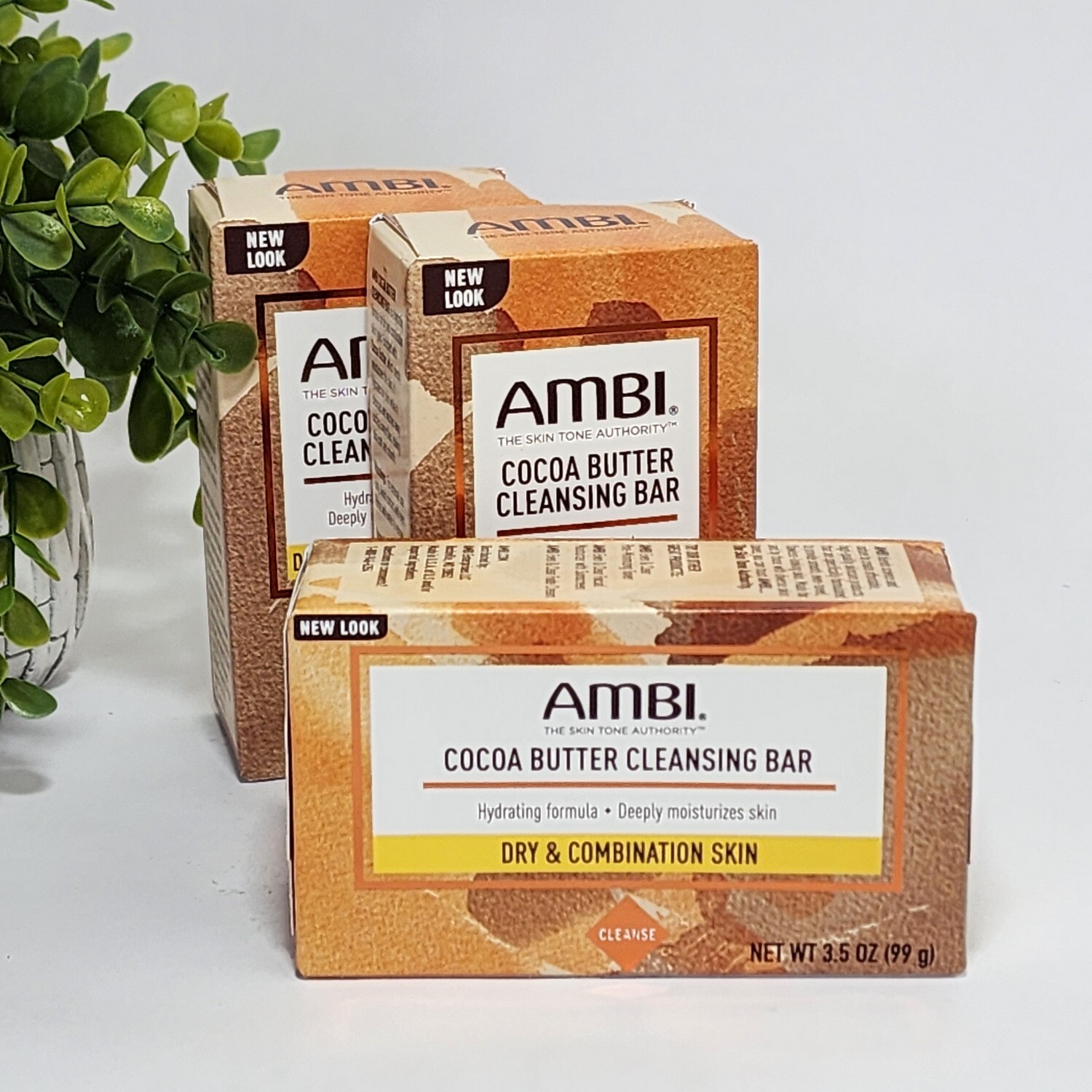 AMBI Cocoa Butter Cleansing Bar Soap Dry & Combination Skin 3.5 oz each – 3-Pack