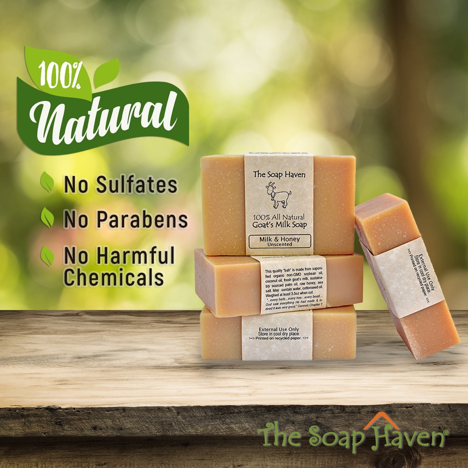 4 Goat Milk Soap Bars with Honey Handmade in USA. All Natural Soap, Unscent…