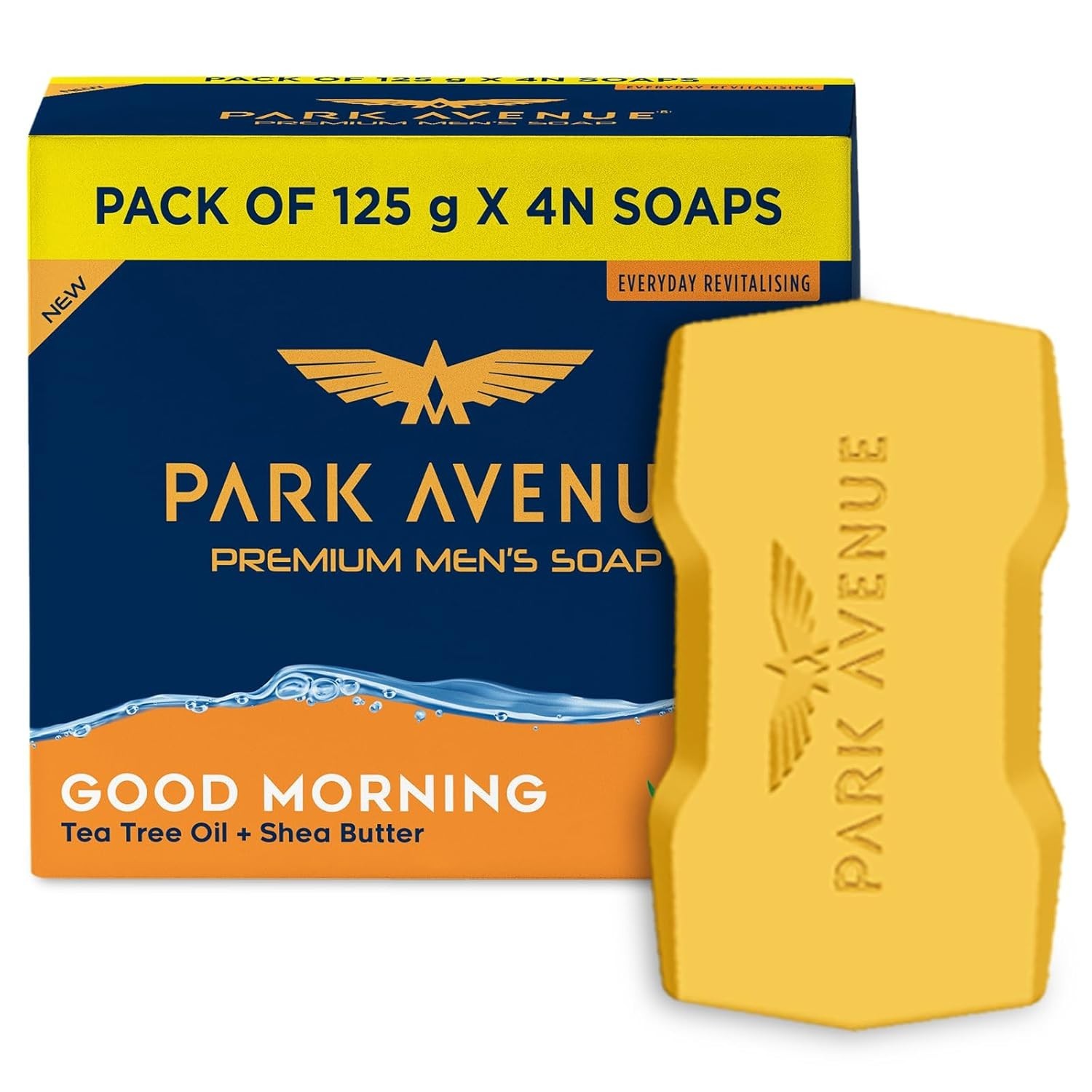 Park Avenue Good Morning Men’s Bath Soap 125g x 4 Pack Tea Tree Oil Shea Butter