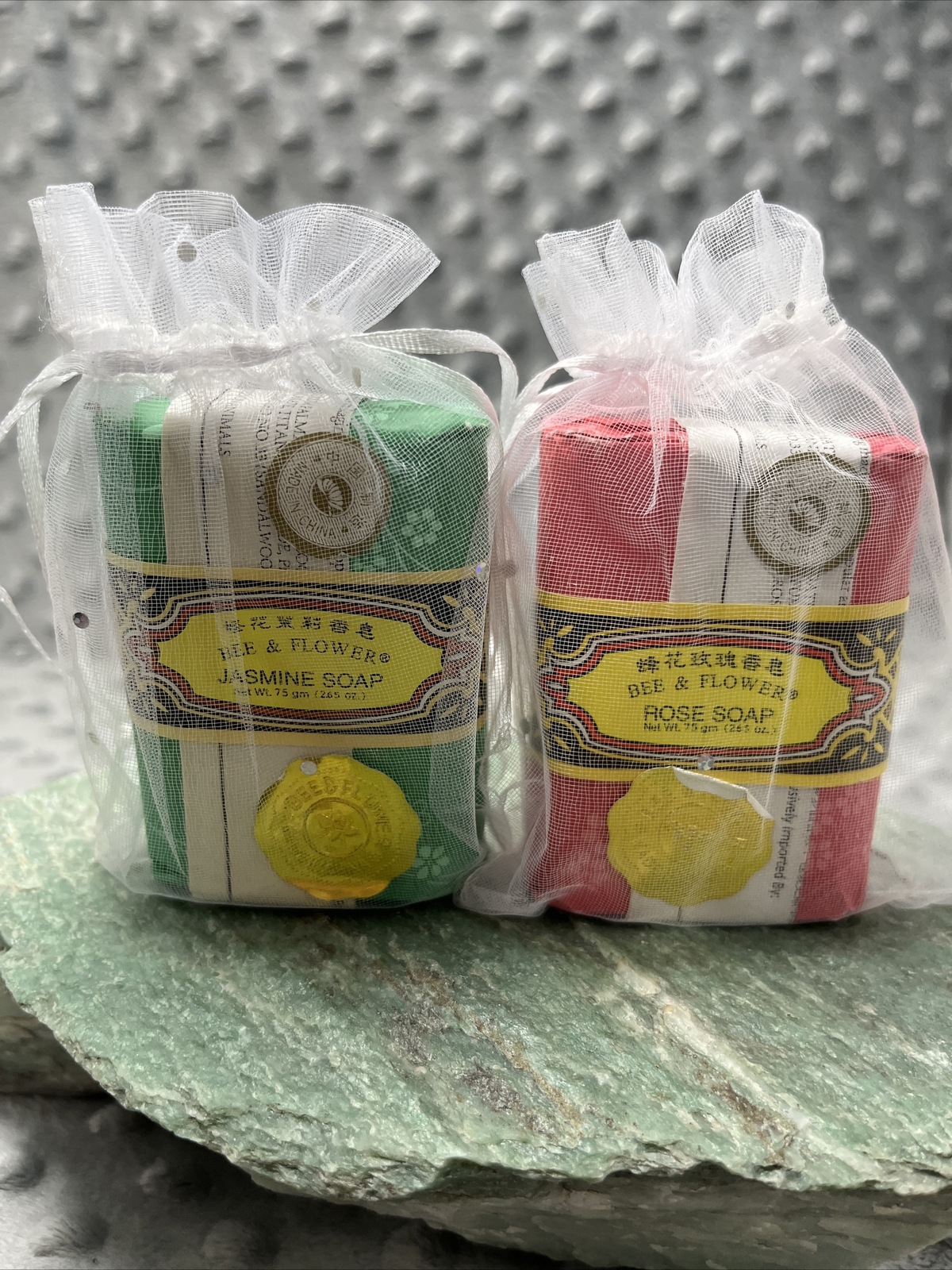 lot of 2 Bee and Flower Jasmine & Rose Soaps, 2.65 oz. each