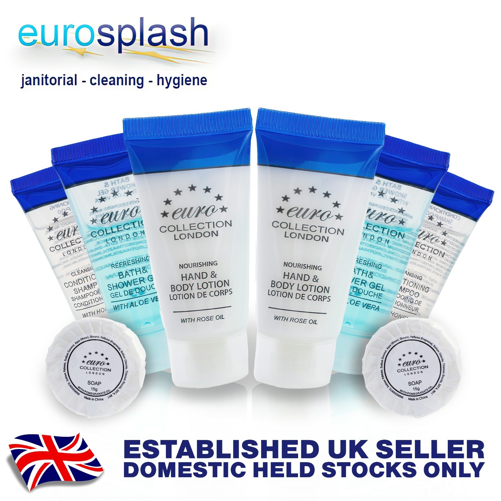 Conditioning Shampoo, Shower Gel, Body Lotion & Soap Set -20ml-400pk(100ea)Euro