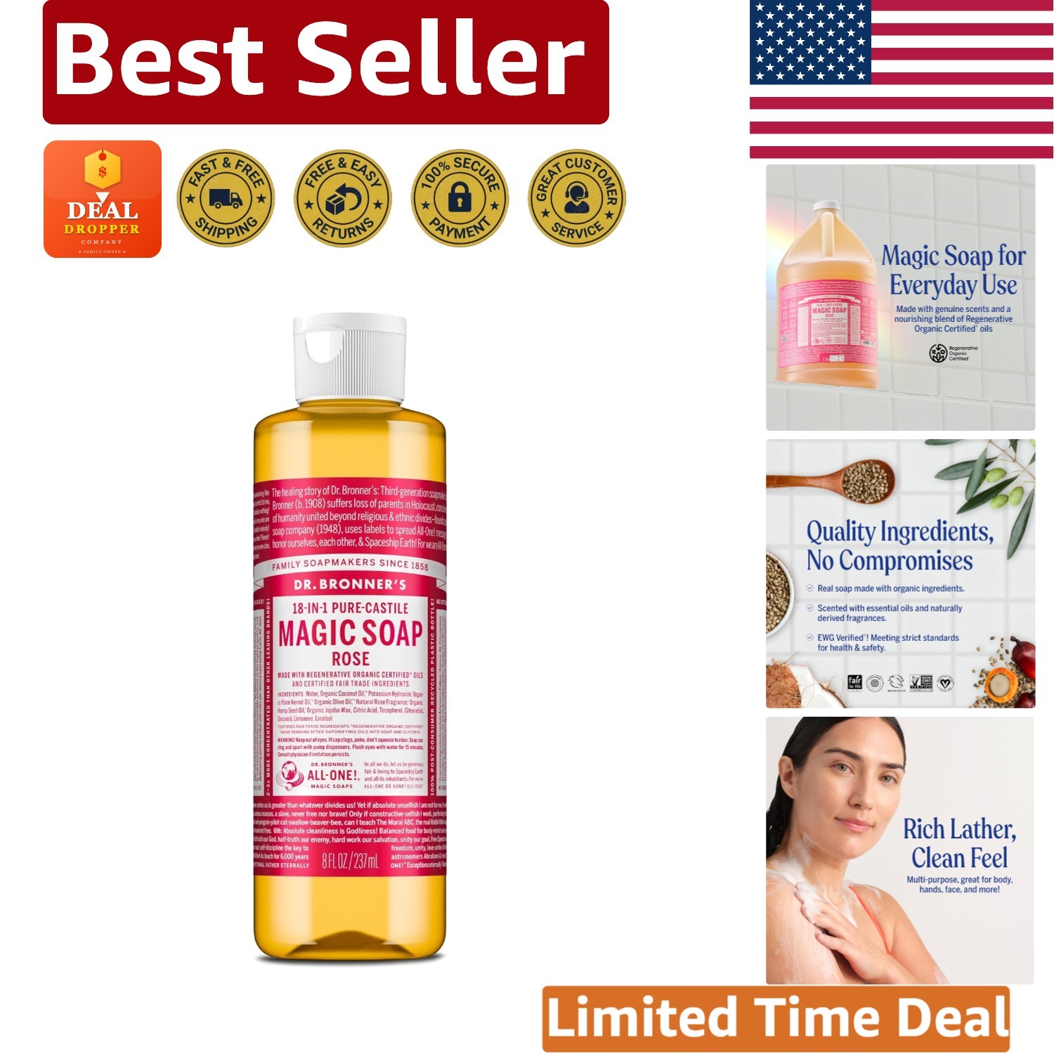 All-Natural 8oz Rose Soap – , Biodegradable, & Made with Organic Oils