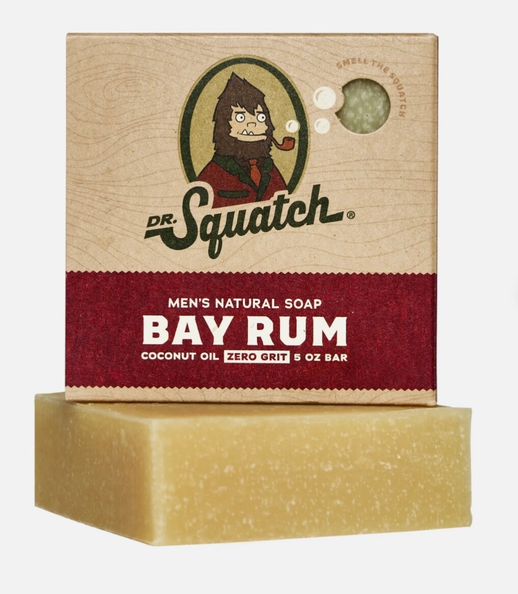 Lot of 5 Dr. Squatch Men’s Bar Soap BAY RUM coconut oil 5oz Zero Grit – New
