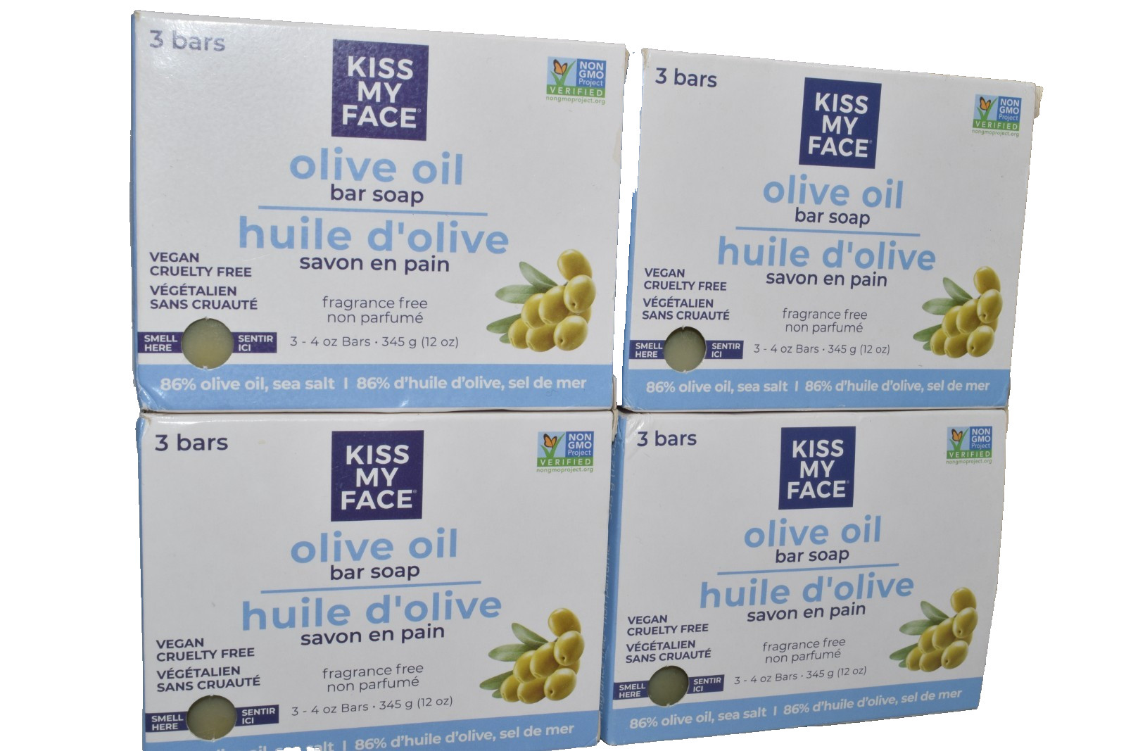 Kiss My Face Olive Oil Bar Soap Fragrance Free Sea Salt 4 oz Bars (Pack of 21)