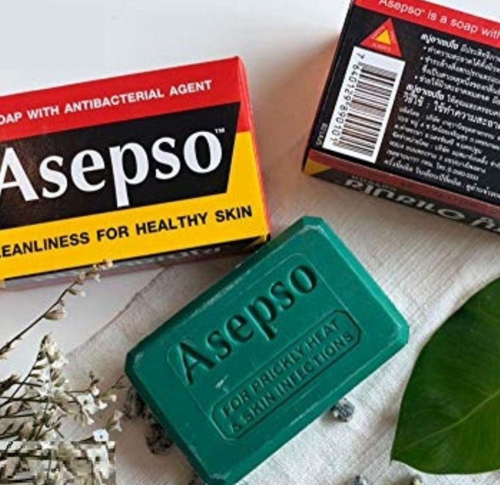 Asepso skin Soap 80g = 2.8 oz Green Bar Antiseptic Soap For pRiCkLey Heat acne