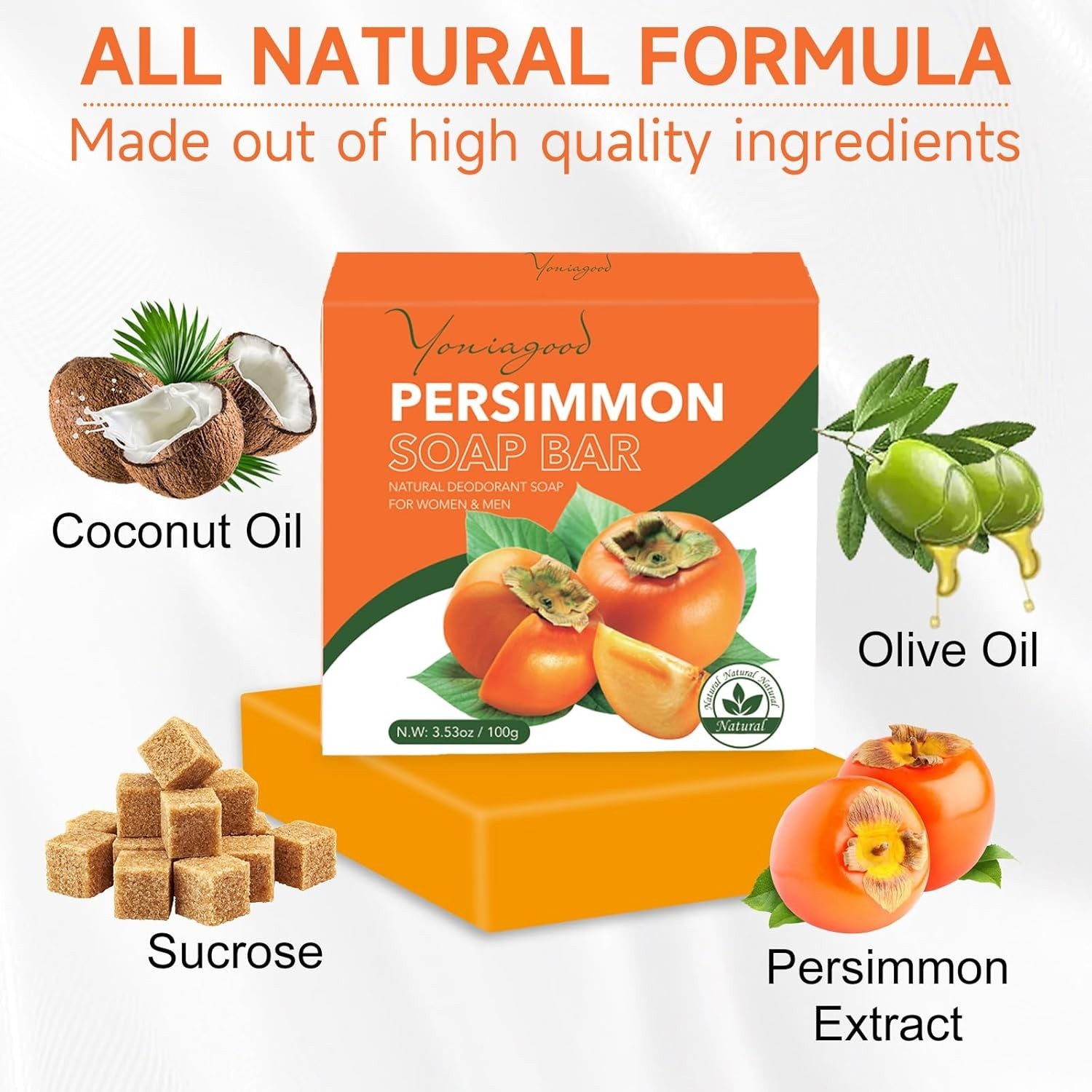 3 PCS Natural Persimmon Soap Bars – Ultimate Odor Control for All Skin Types