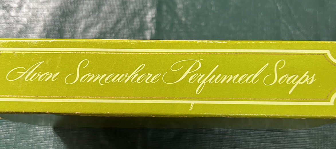 3 Vintage Avon Somewhere Embossed Perfume Bar Soap Scented NOS