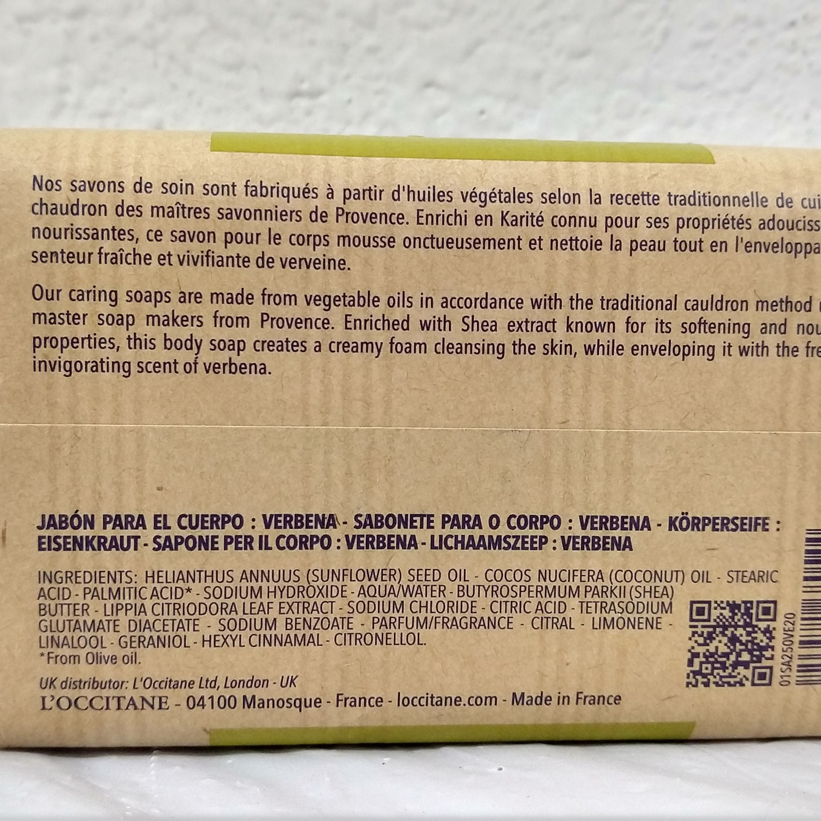 L’OCCITANE Shea Verbena Extra Gentle Body Soap 250G New