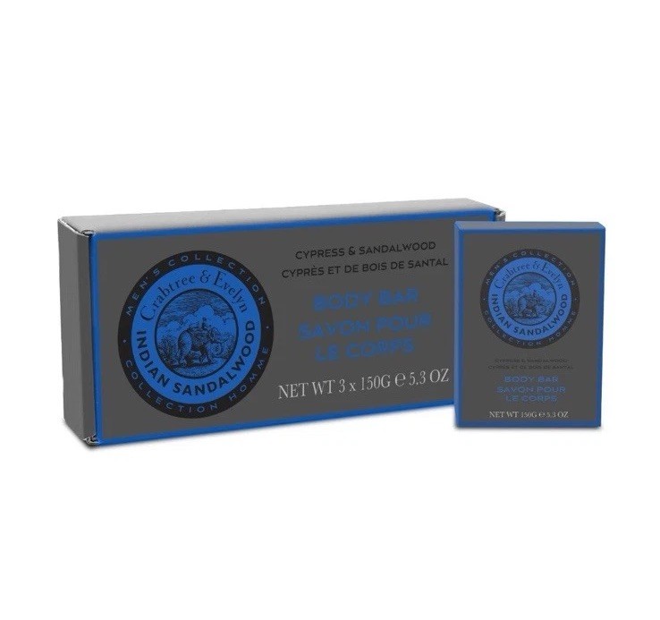 Crabtree & Evelyn Indian Sandalwood Body Bar Soap 3x 5.29 oz Each