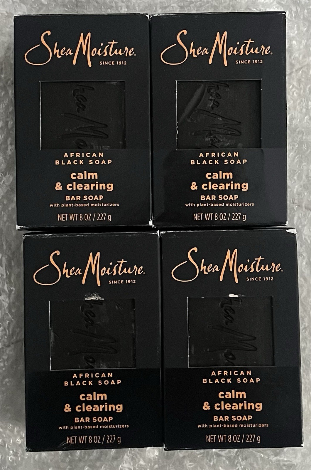 NEW IN BOX 8 oz. Shea Moisture African Black Soap Calm & Clearing Bar Soap X4