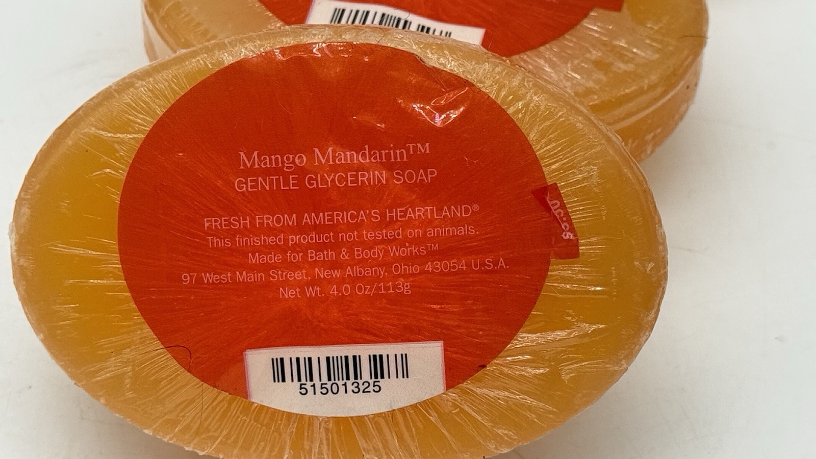 Bath And Body Works Mango Mandarin Gentle Glycerin Bar Soap Set of 3 New