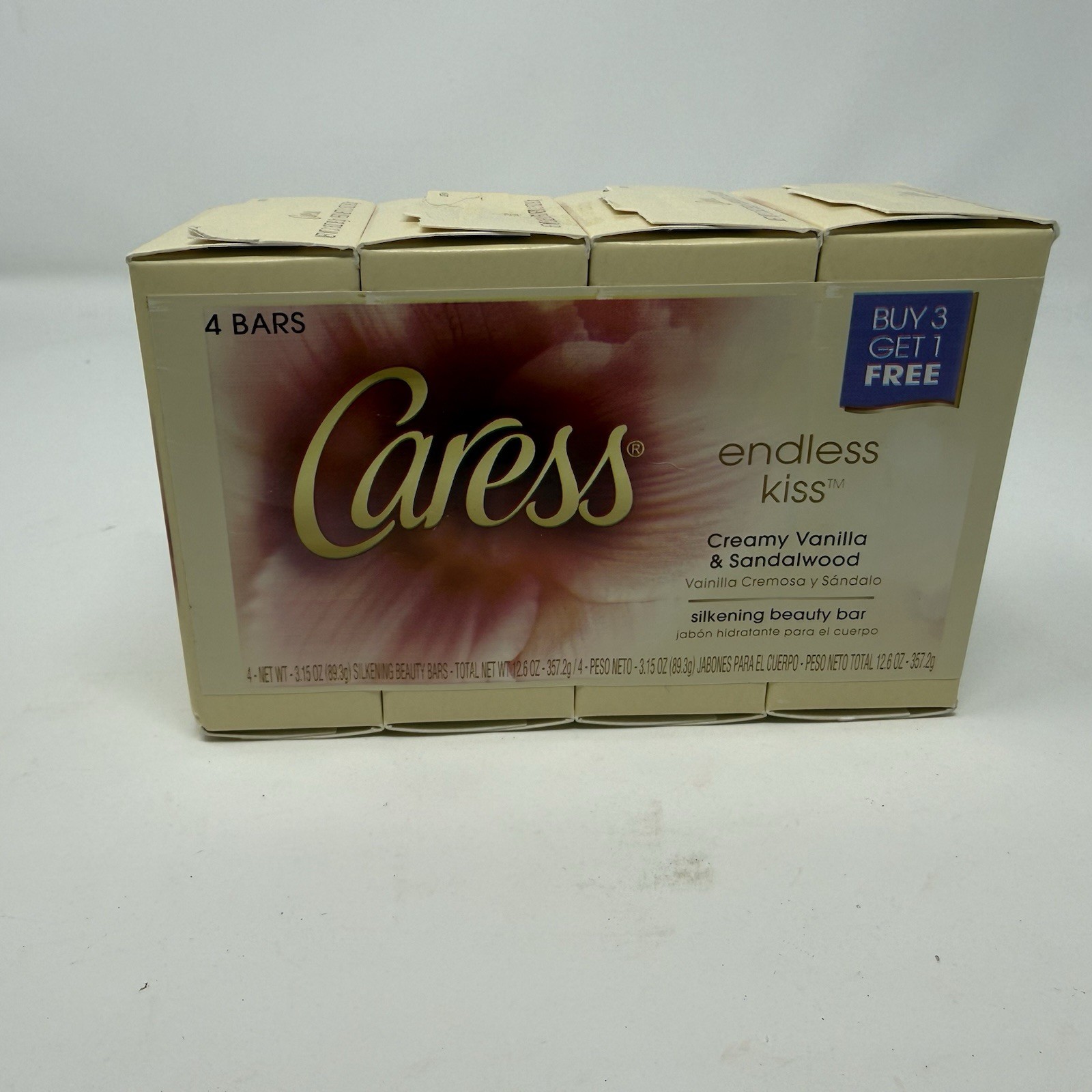 Caress Bar Soap(4)pk Endless Kiss Creamy Vanilla & Sandalwood Silkening Retired