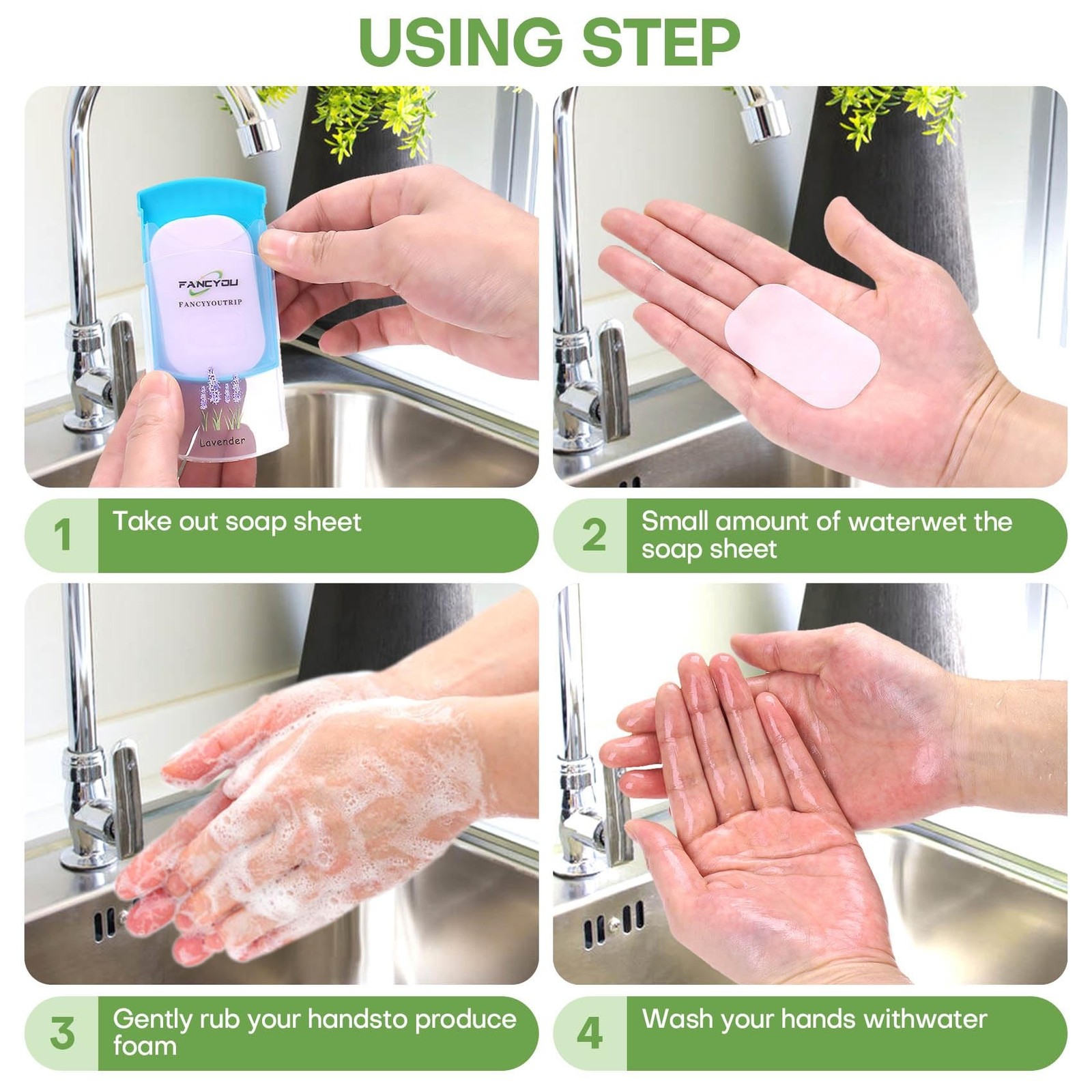 Paper Soap Sheets for Travel 4 Boxs (200 Sheets) Camping Hand Soap Flakes Por…