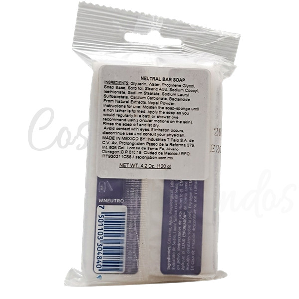 2Pcs Esponjabon Fragrance Free Soap Sponge 2 in 1 Neutro Sensitive Skin Unscente