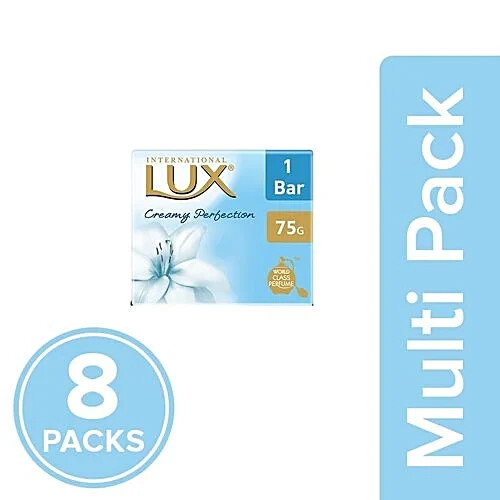 Lux International Creamy White Soap Bar – 8x75g Multipack (600g Total)