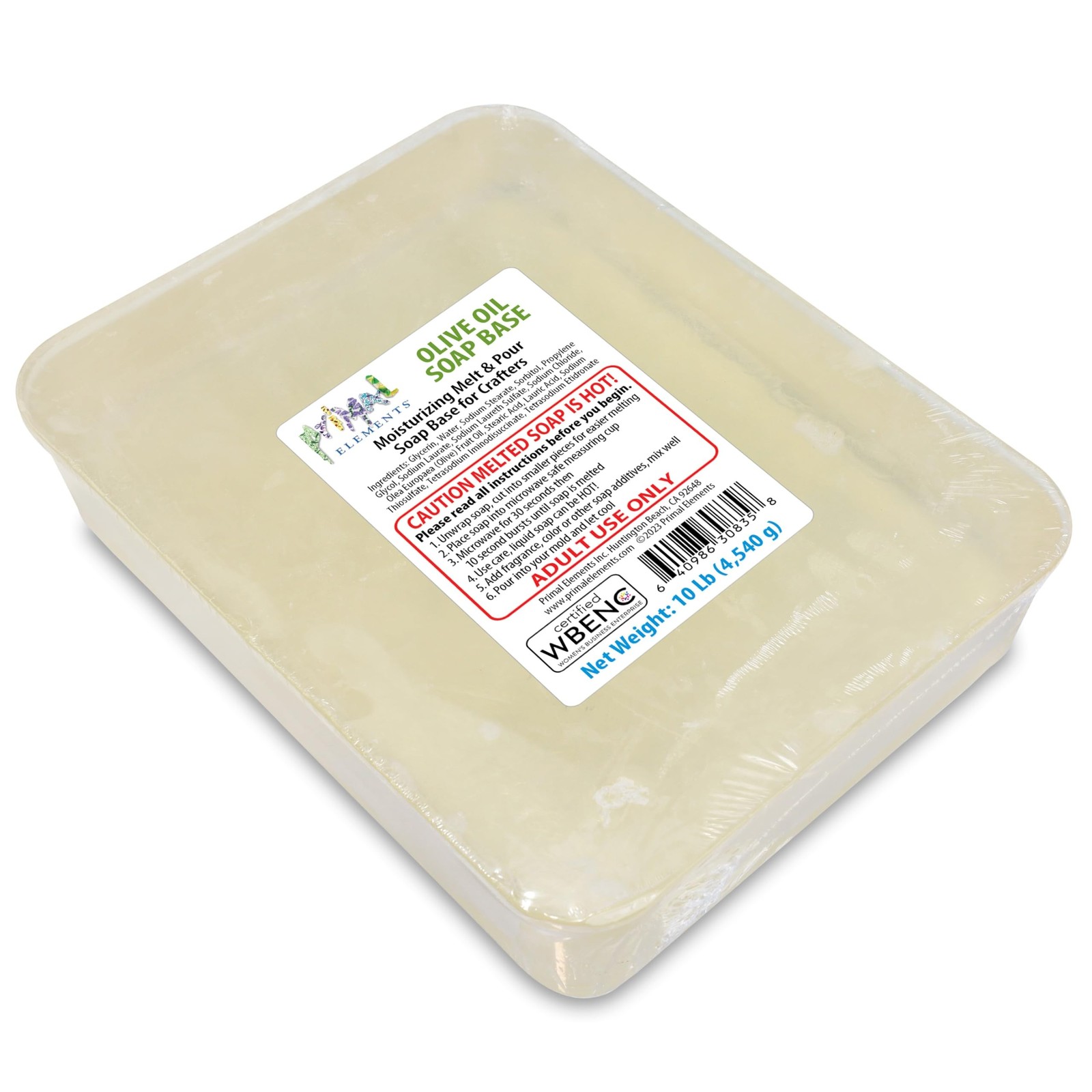 Primal Elements Olive Oil Soap Base – Moisturizing Melt and Pour Glycerin Soa…
