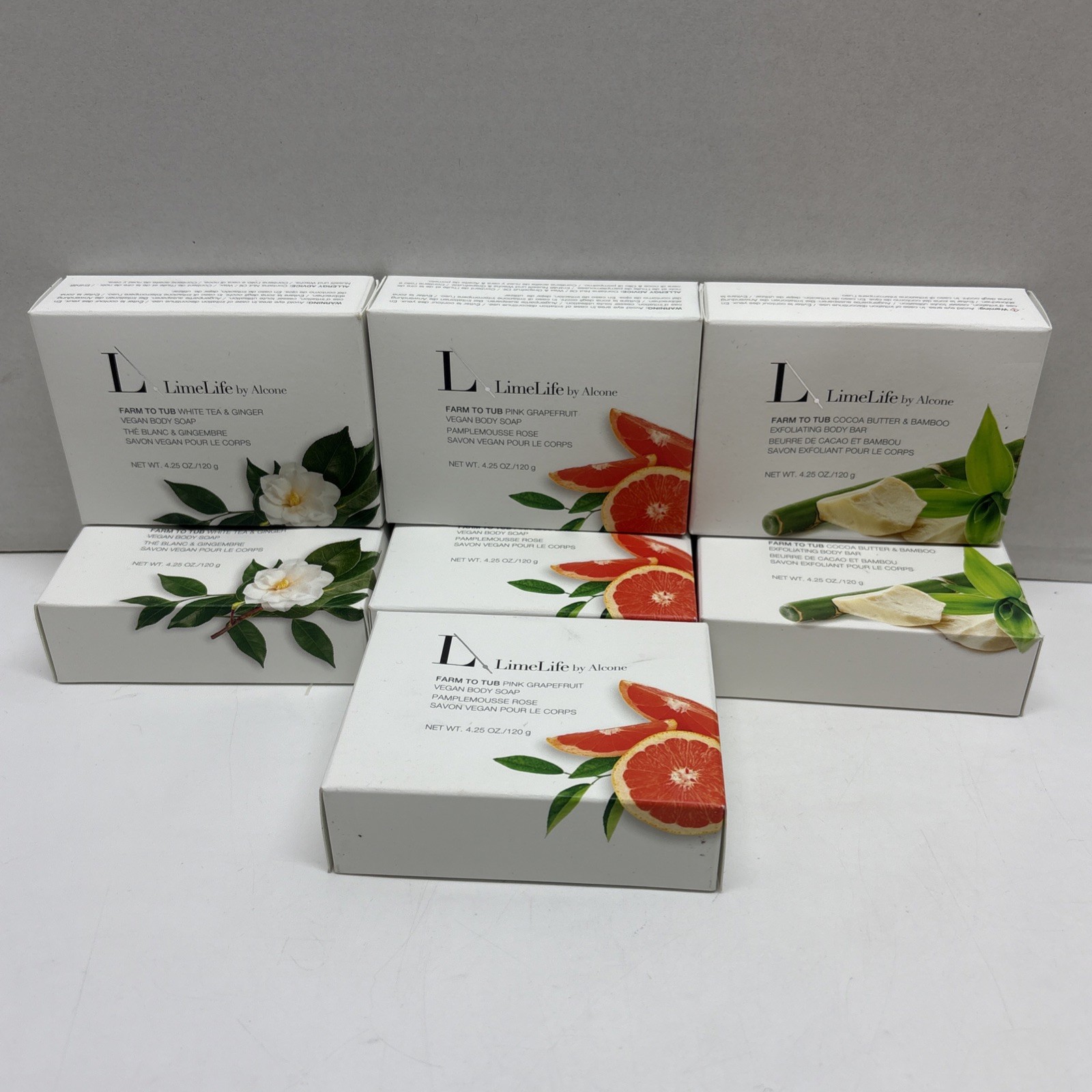 Lot 7 Limelife by Alcone Farm to Tub Vegan Body Soap 7 x 4.25oz Bars 3 Scents