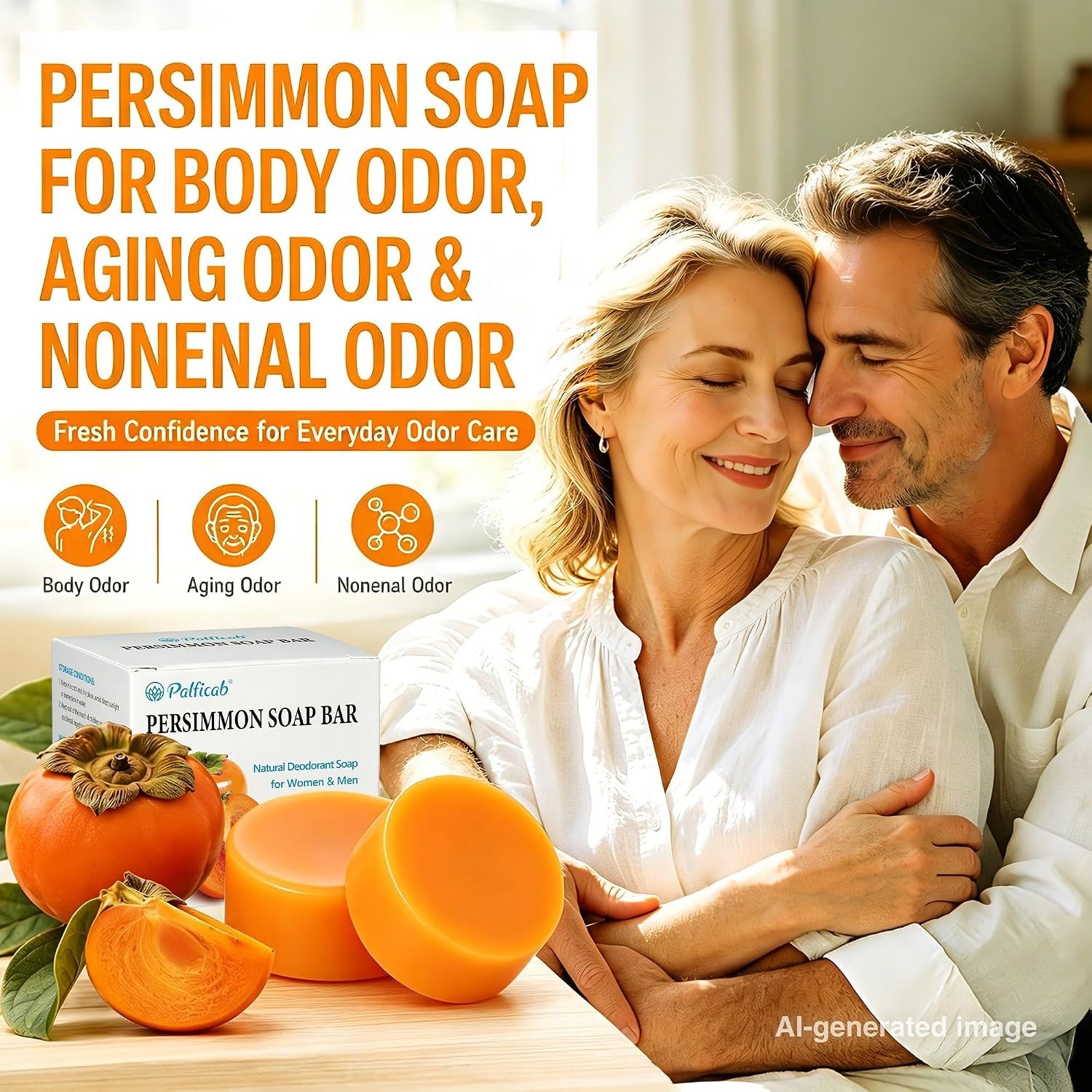 Persimmon Soap for Body Odor and Aging Odor | Deodorizing Soap for Women & Me…