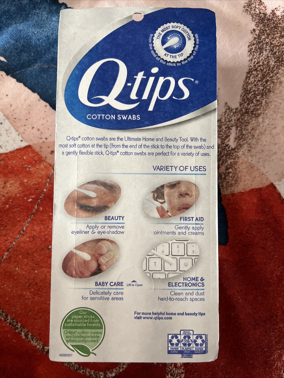 QTIPS Q-TIPS Q-TIP COTTON SWABS 625 count AUTHENTIC GENUINE ORIGINAL