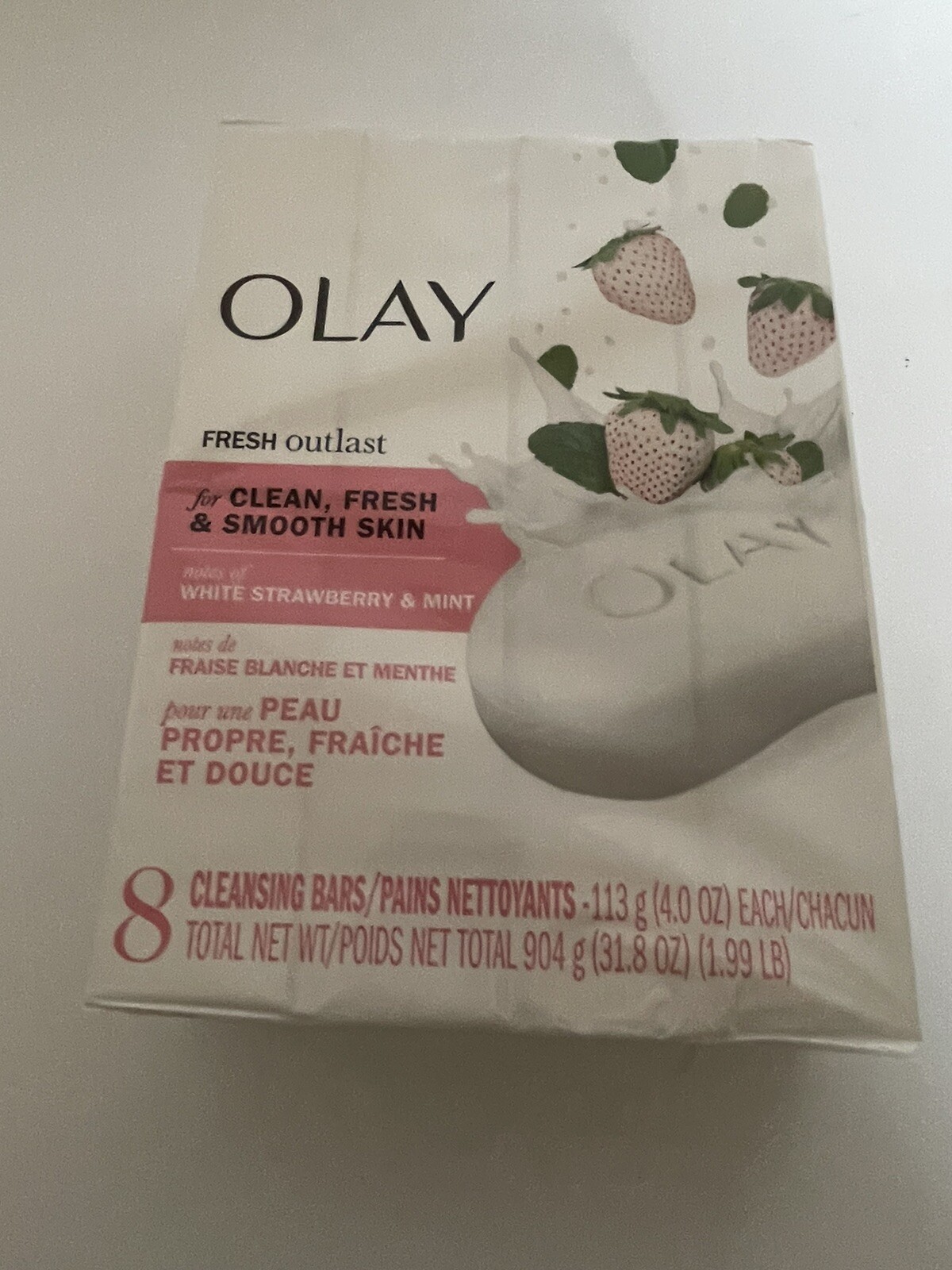 Olay Fresh Outlast Clean Fresh Smooth Skin White Strawberry Mint 8 Pack Bar Soap