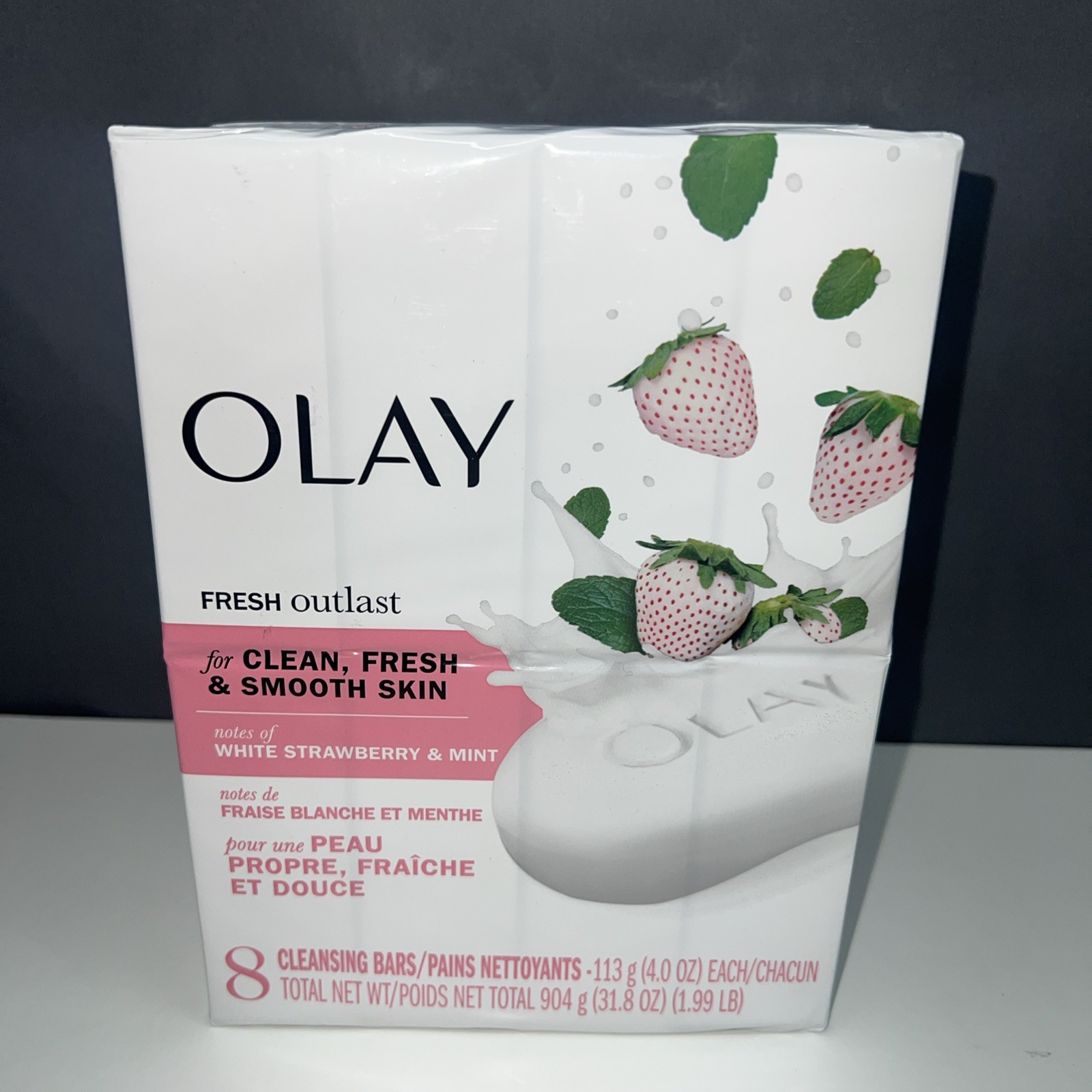 Olay Fresh Outlast White Strawberry & Mint Soap Bars 8 Ct Cleansing