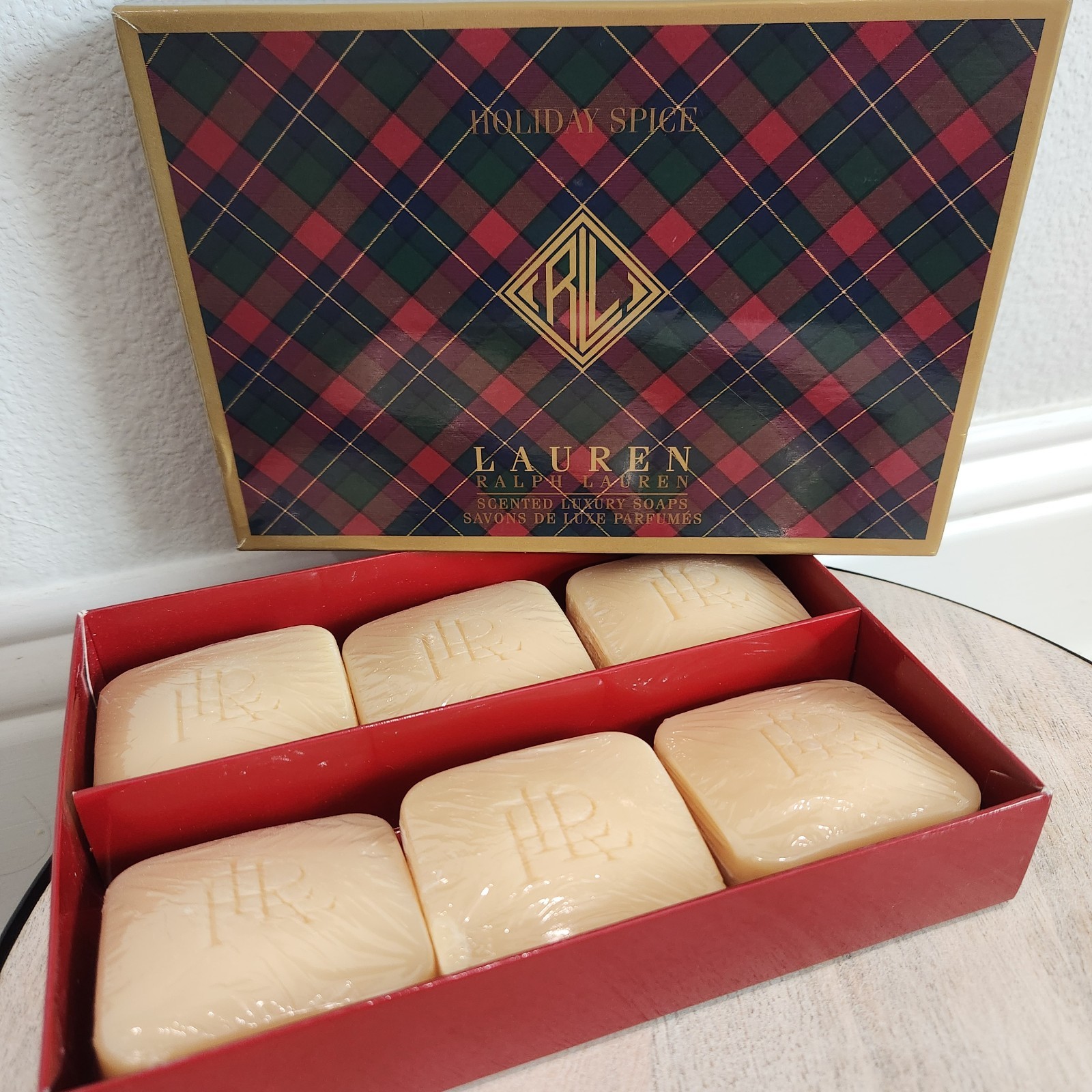 NEW In Gift Box Lauren Ralph Lauren SET OF 6 Holiday Spice Scented Luxury Soaps