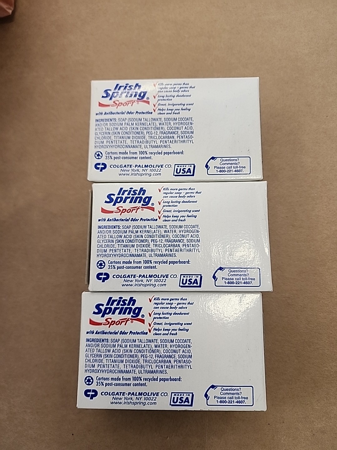 Irish Spring Sport Deodorant Bar Soap 4.5oz each bar 3 Single Bars VTG NEW