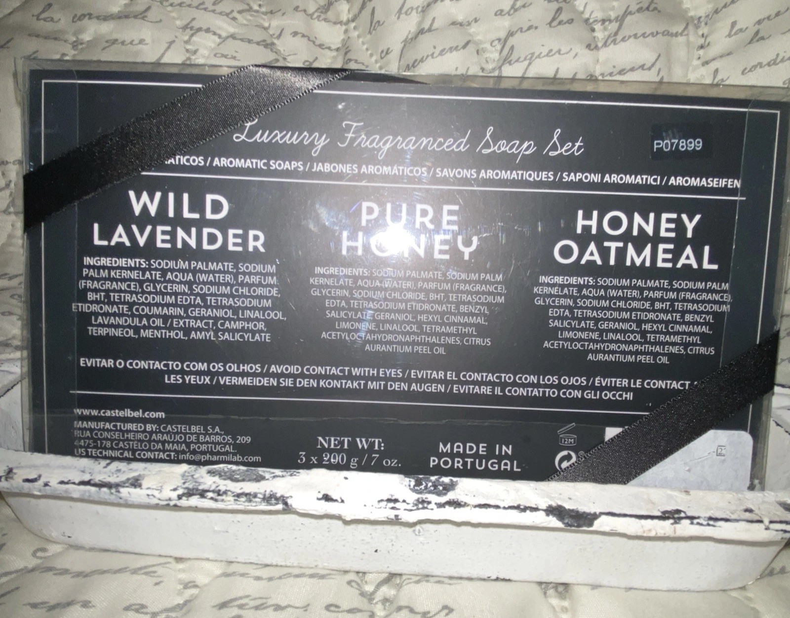 Castelbel 3 Pack Honey Oatmeal Wild Lavender Pure Honey Large Bar Soap 7 oz Each