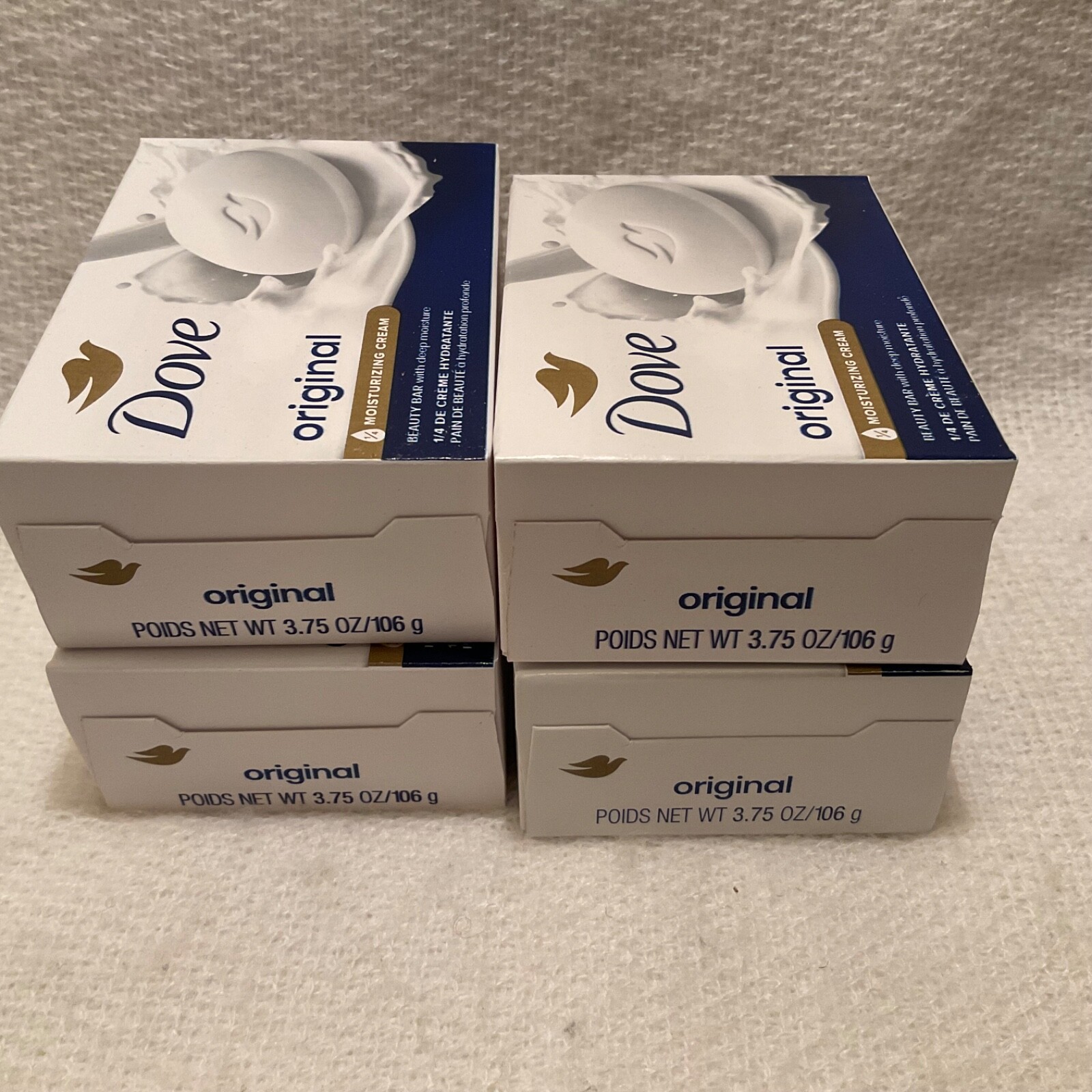 Dove Beauty Bar Soap Original Made w/ 1/4 Moisturizing Cream 3.75 oz 4 Bars NEW