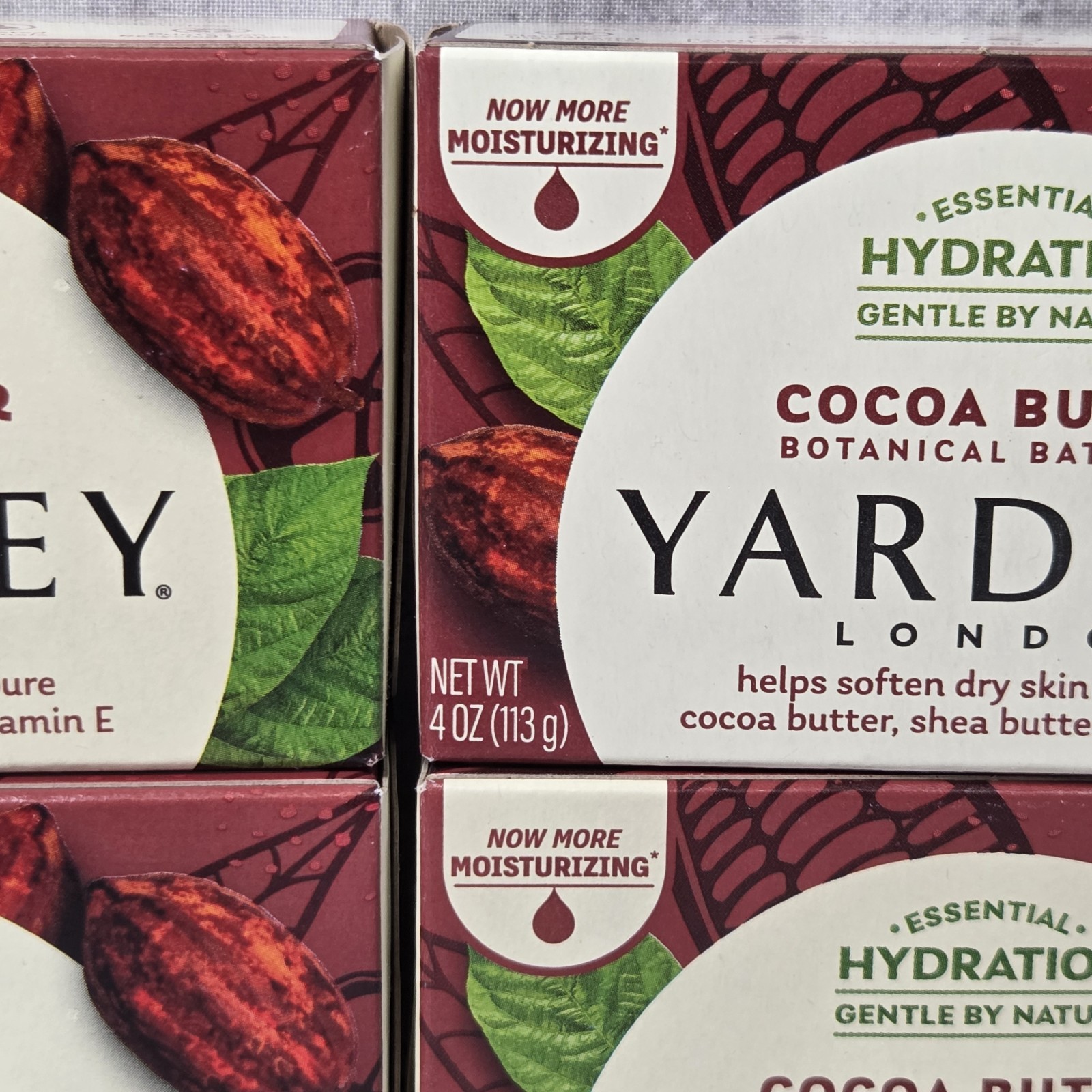 4 Pack Yardley London Bath Bar Soap Cocoa Shea Butter & Vitamin E 4 oz Each