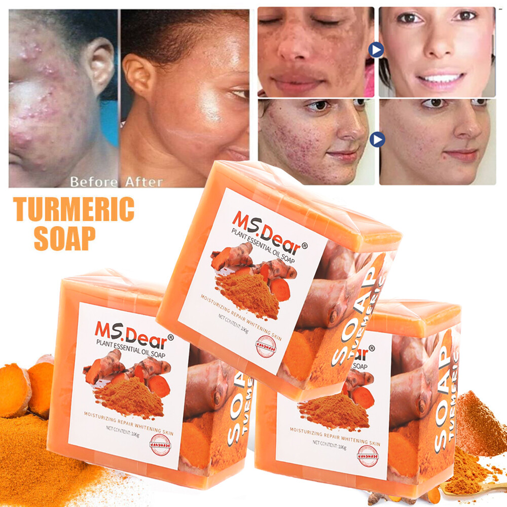3X100g Turmeric Soap Skin Whitening Soap Dark Spots lightening Acne Brightening