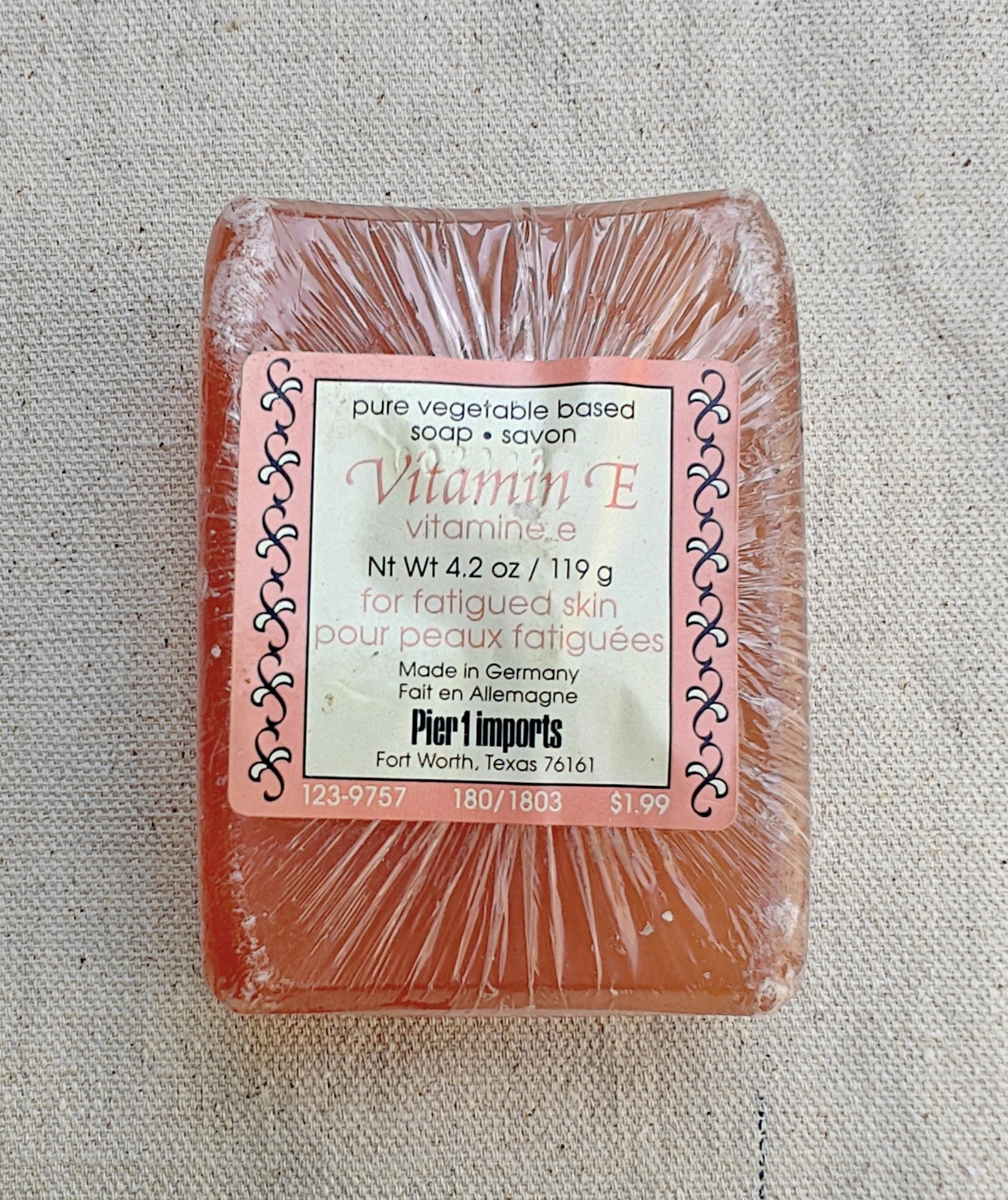 VTG Pier 1 Imports Vitamin E Soap Bar Made in Germany 4.2oz NEW Fatigued Skin
