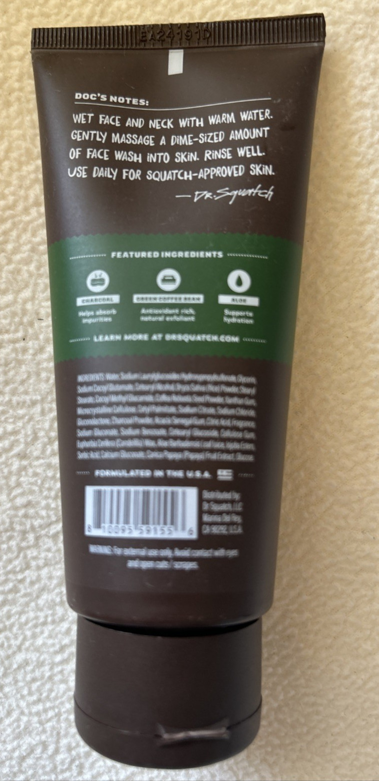 Dr. Squatch Men’s Natural Face Wash PINE TAR Daily Use 4 Oz New Sealed
