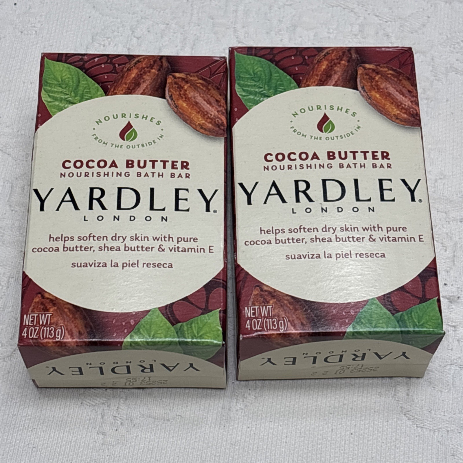 Yardley London Bath Bar Soap with Cocoa Shea Butter & Vitamin E 4 oz Pack of 2