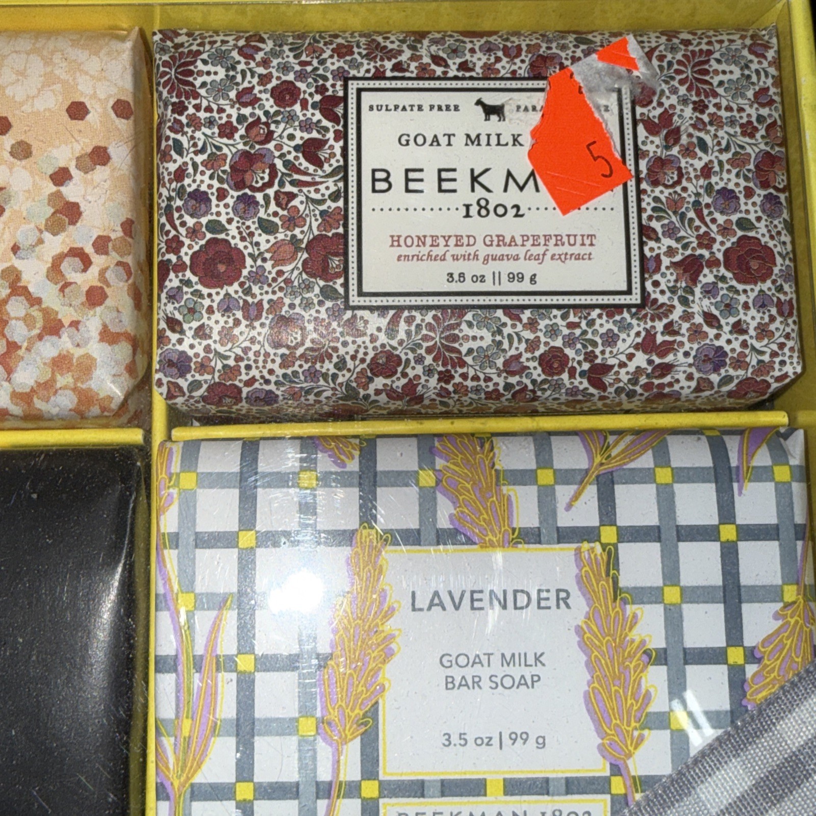 BEEKMAN 1802 GOAT MILK SOAP Gift Set Honey Orange, Grapefruit, Fresh Air, Lav