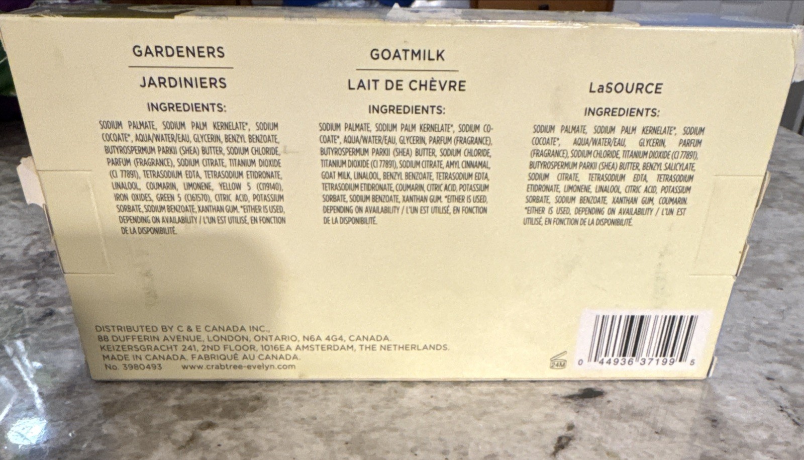 Crabtree & Evelyn Essentials Soap Trio-LaSource Goatmilk Gardener Box 6.5Oz Each