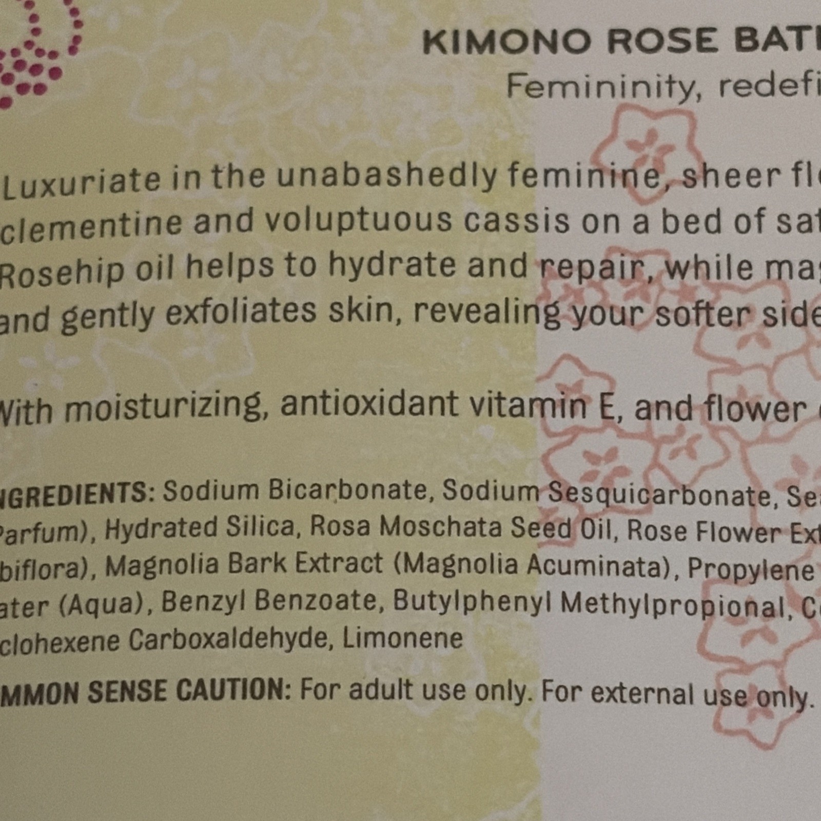 Thymes Bath Salts, 2 oz, Kimono Rose, New with Vitamin E