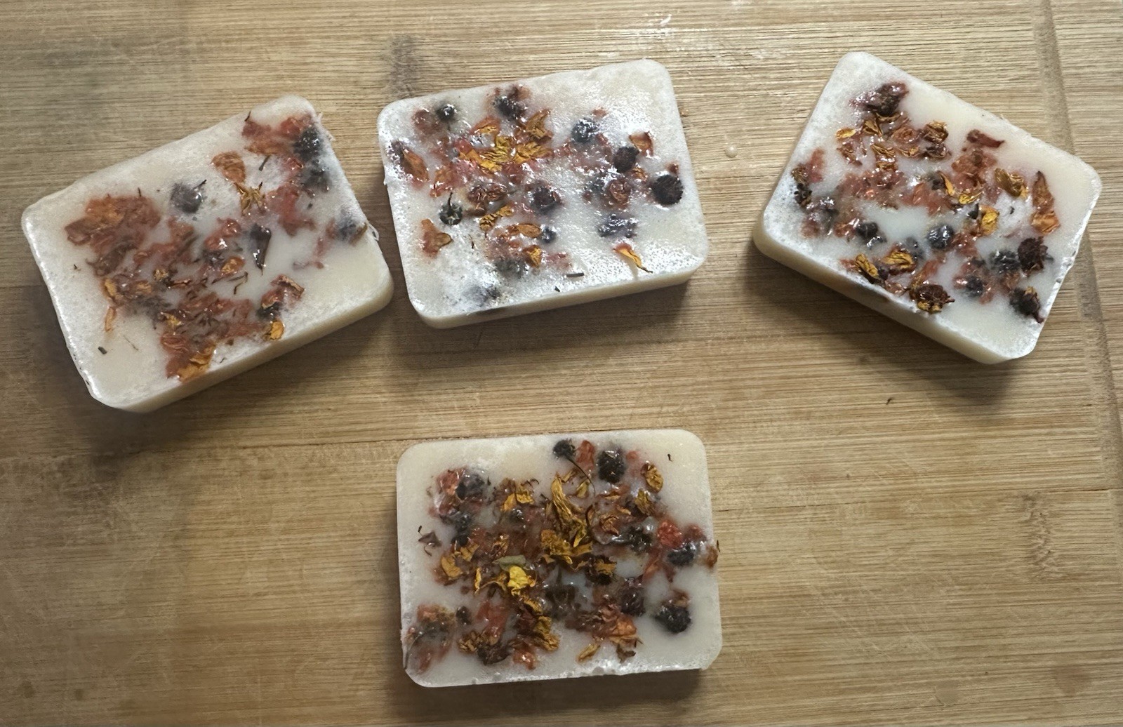 Handmade Rectangular Body Bar Soap with Dried Flowers oatmeal honey vitamin E
