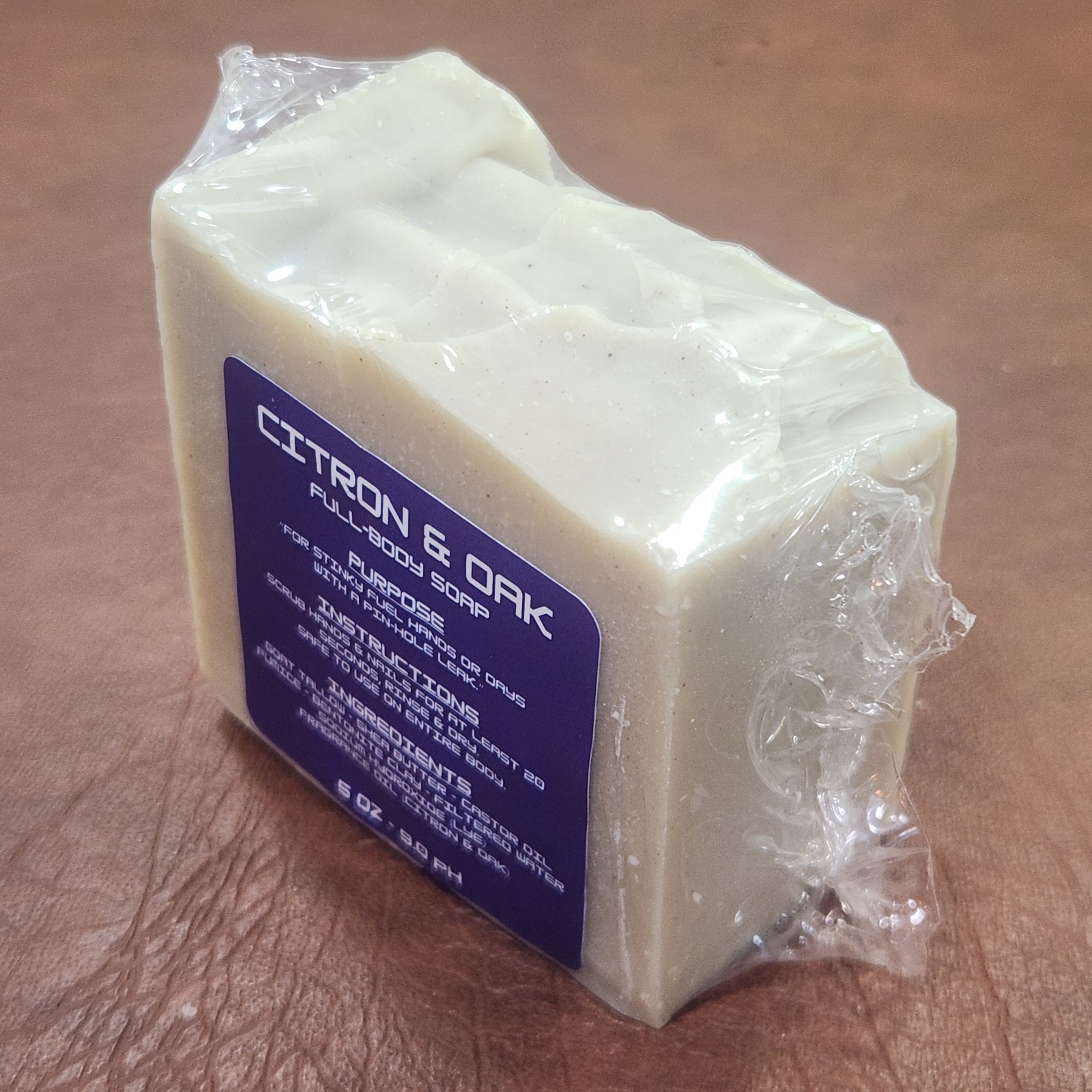 PLANE HANDS SOAP Co. Cold Processed Soap; Full-Body Soap; Citron & Oak