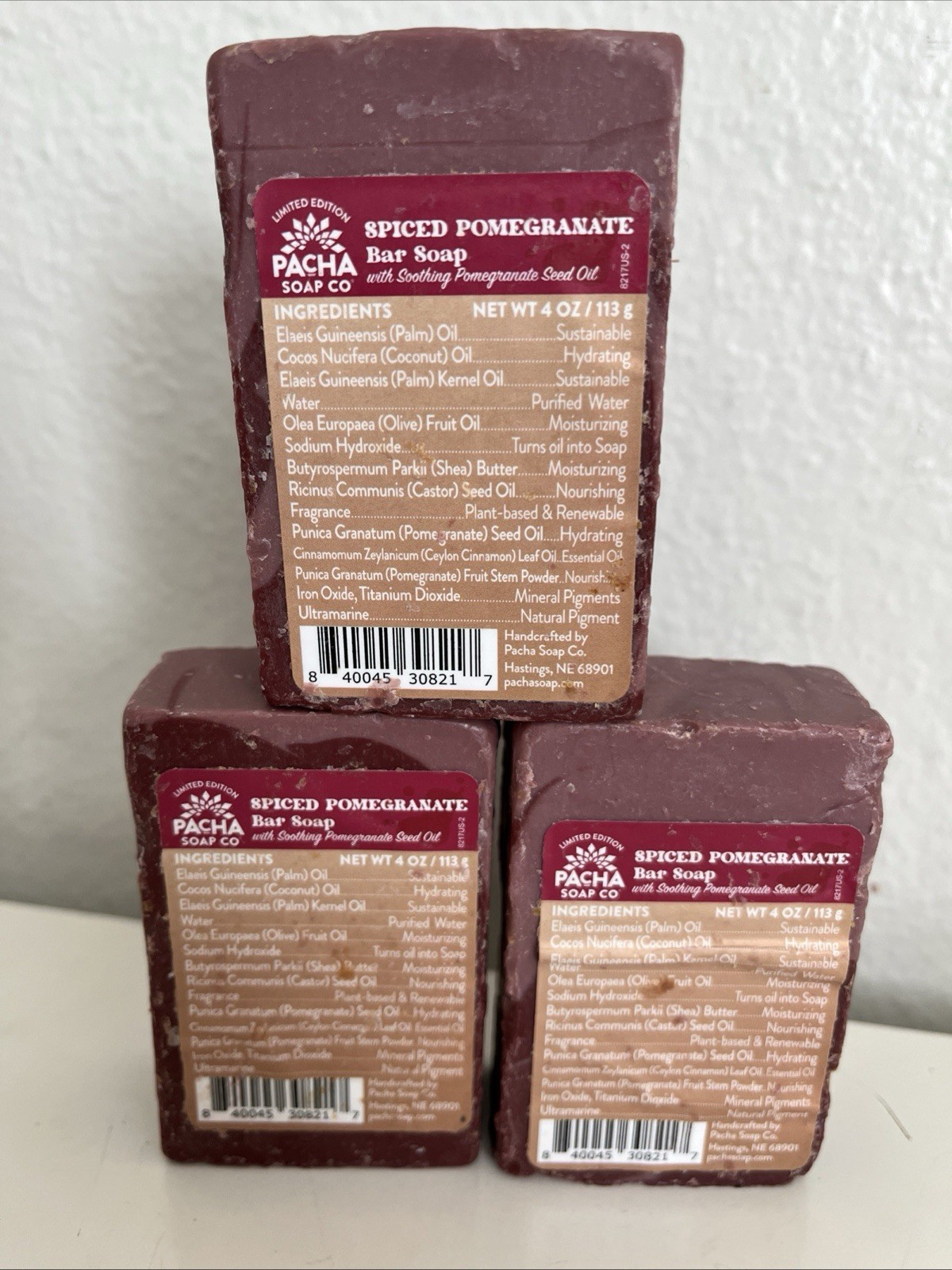 (3) Pacha Bar Soap Limited Edition Spiced Pomegranate Soothing NEW