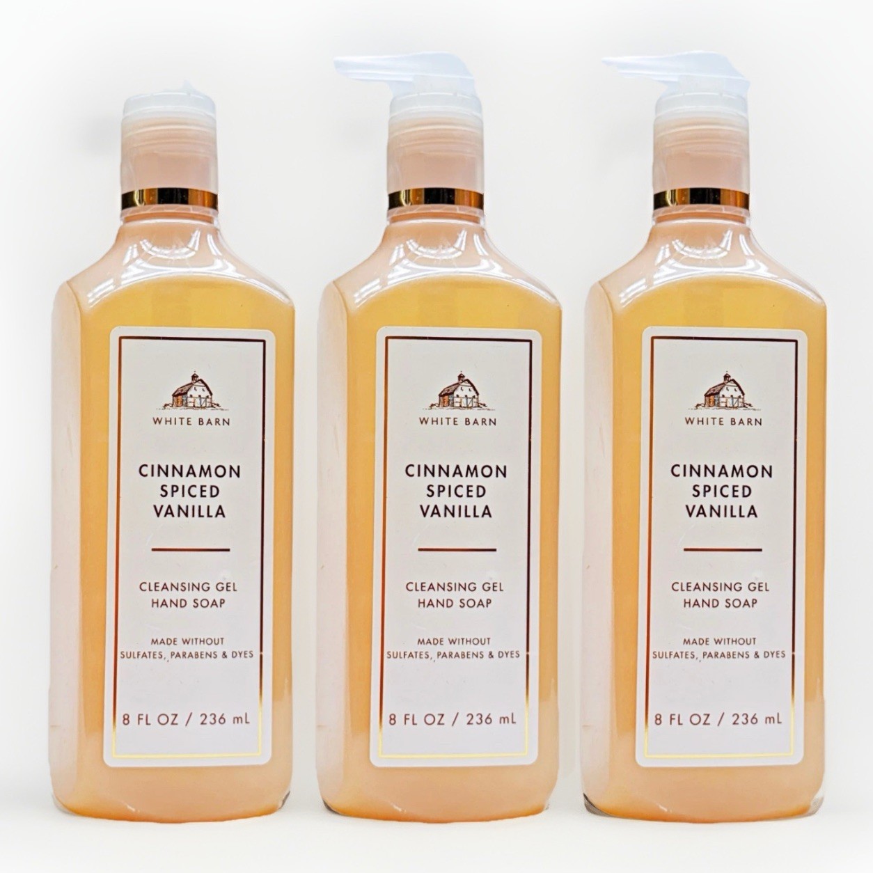 LOT OF 3 Bath & Body Works CINNAMON SPICED VANILLA Cleansing Gel Hand Soap