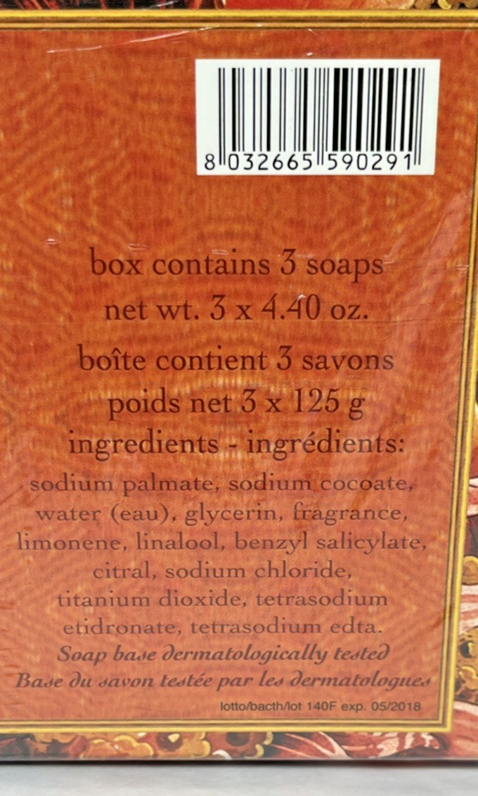 Saponificio Artigianale Fiorentino Orange Blossom Bar Soap From Italy 3 x 4.40oz