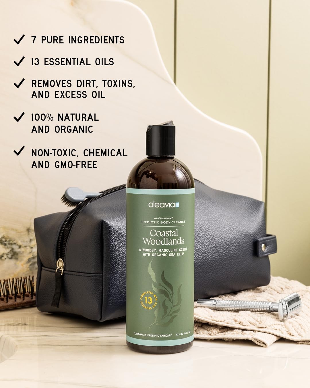 Aleavia Coastal Woodlands Mens Body Cleanse – Organic & 16 Fl Oz (Pack of 1)