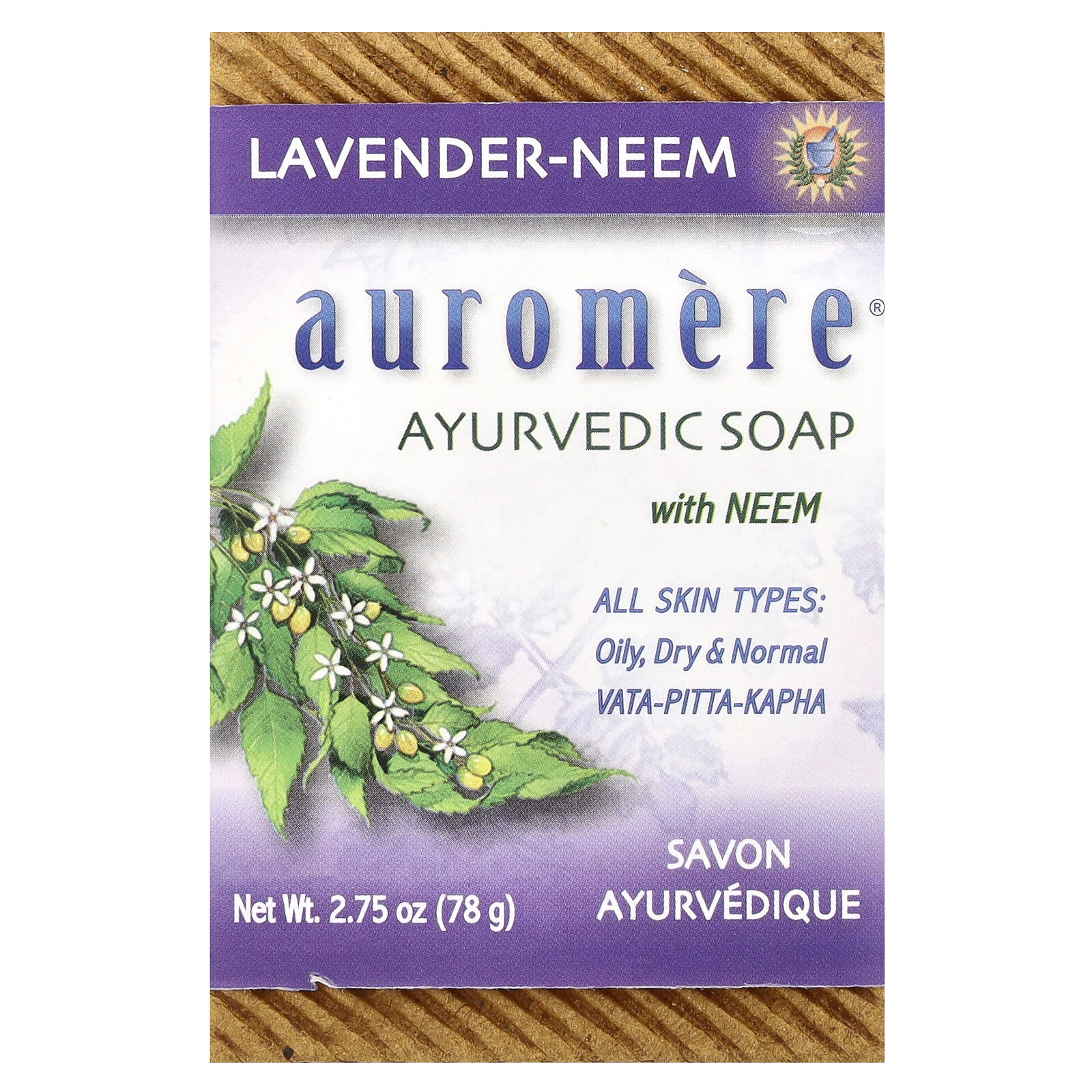 Ayurvedic Bar Soap with Neem, Lavender-Neem, 2.75 oz (78 g)