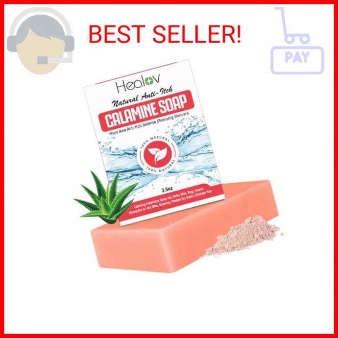 Healov Calamine Soap Bar – All Natural Instant Itch Relief – Calming Calamine So