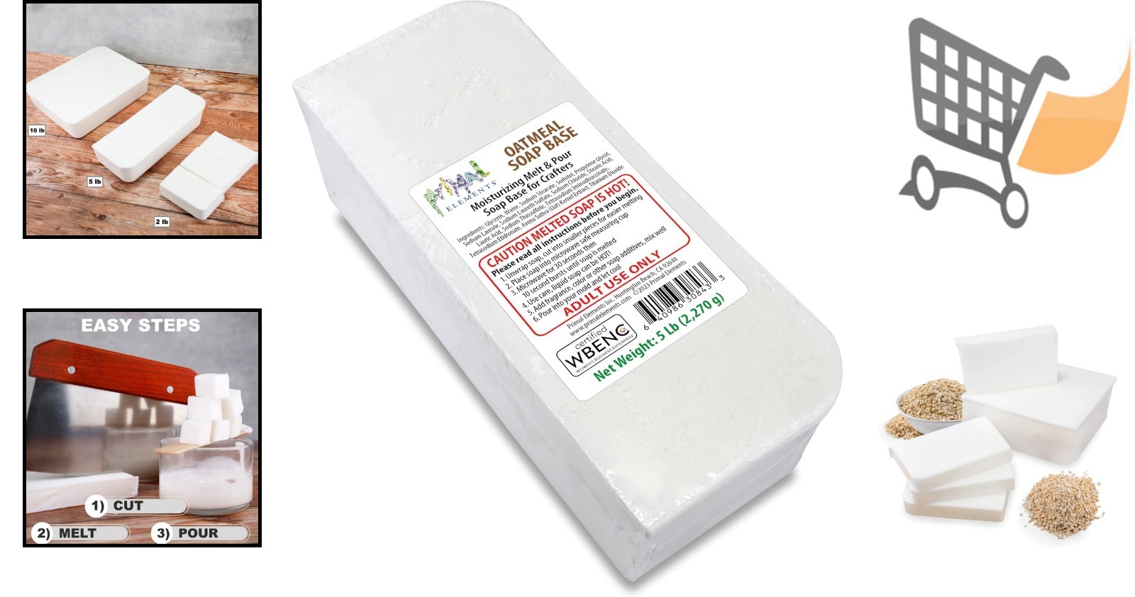 Oatmeal Soap Base Glycerin 5lb Moisturizing Melt Pour for Crafting Homemade